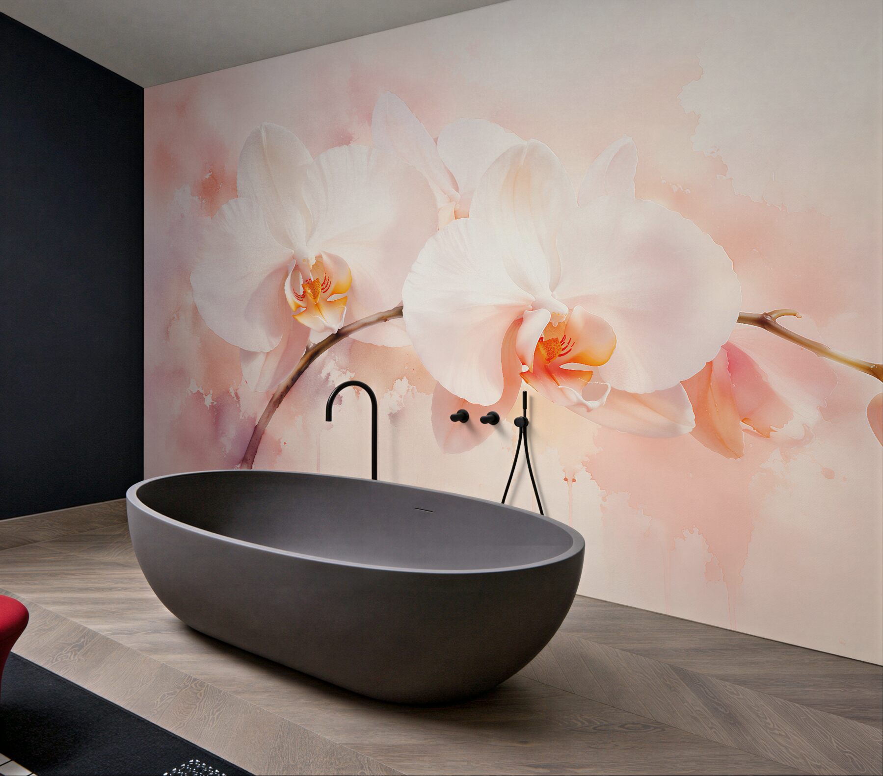 Fototapeta białe orchidee w pudrowym blasku?v23