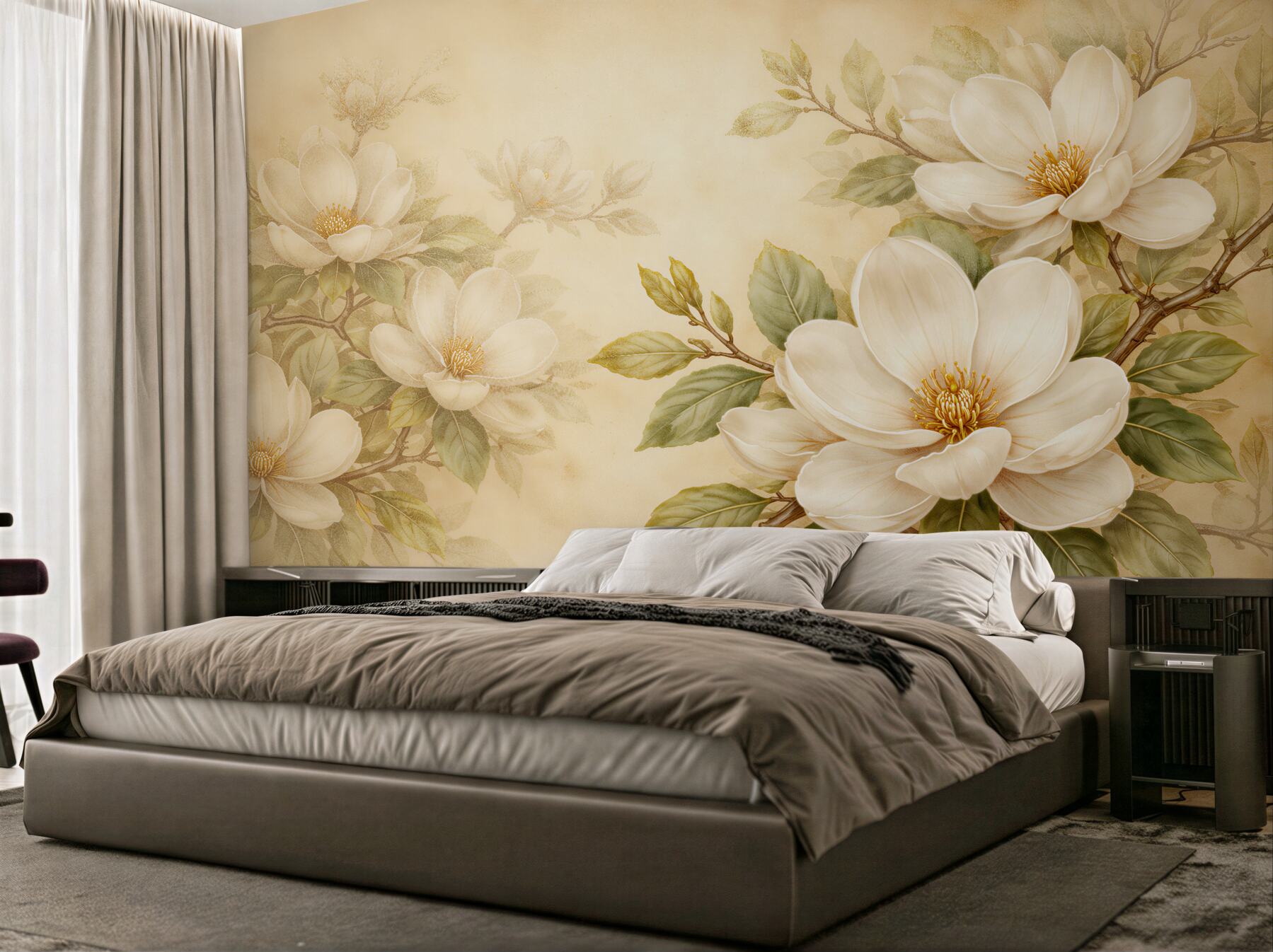 Fototapeta kremowe magnolie w eleganckim rozkwicie?v23