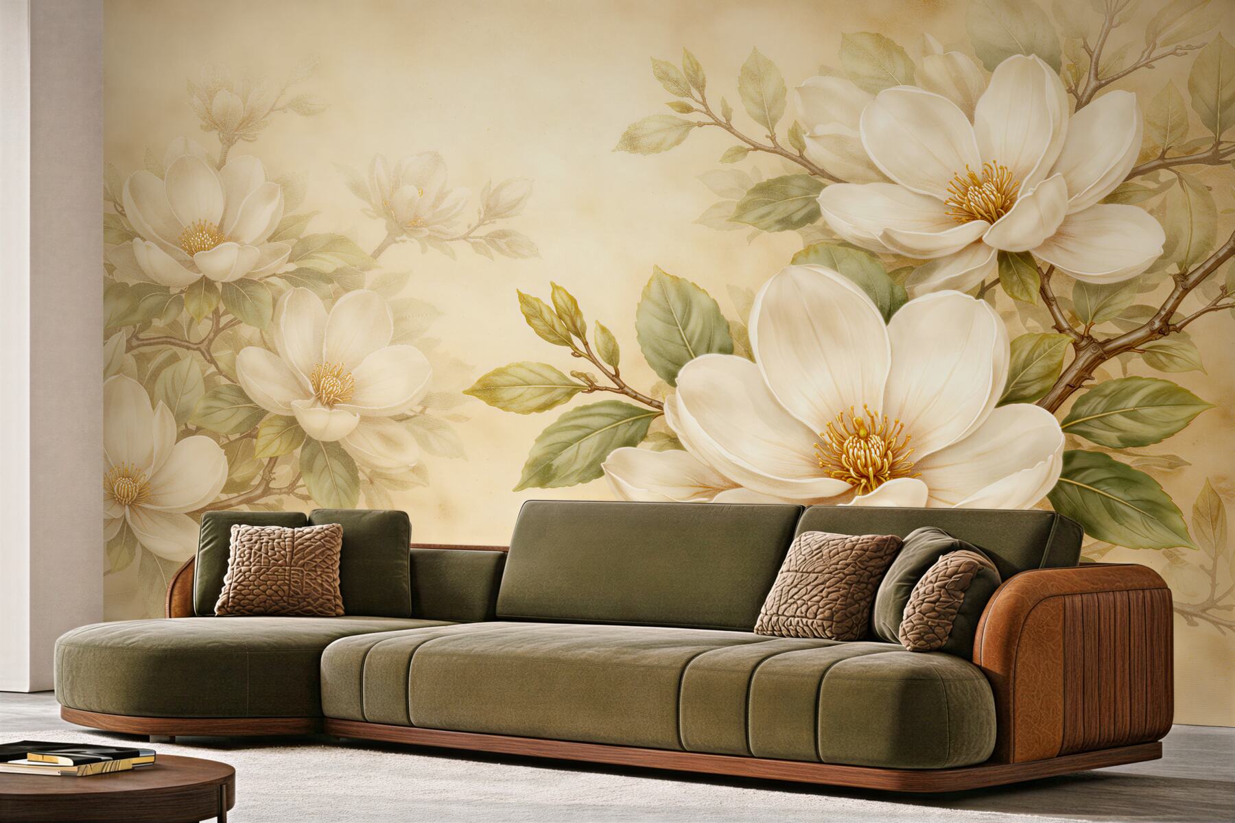 Fototapeta kremowe magnolie w eleganckim rozkwicie