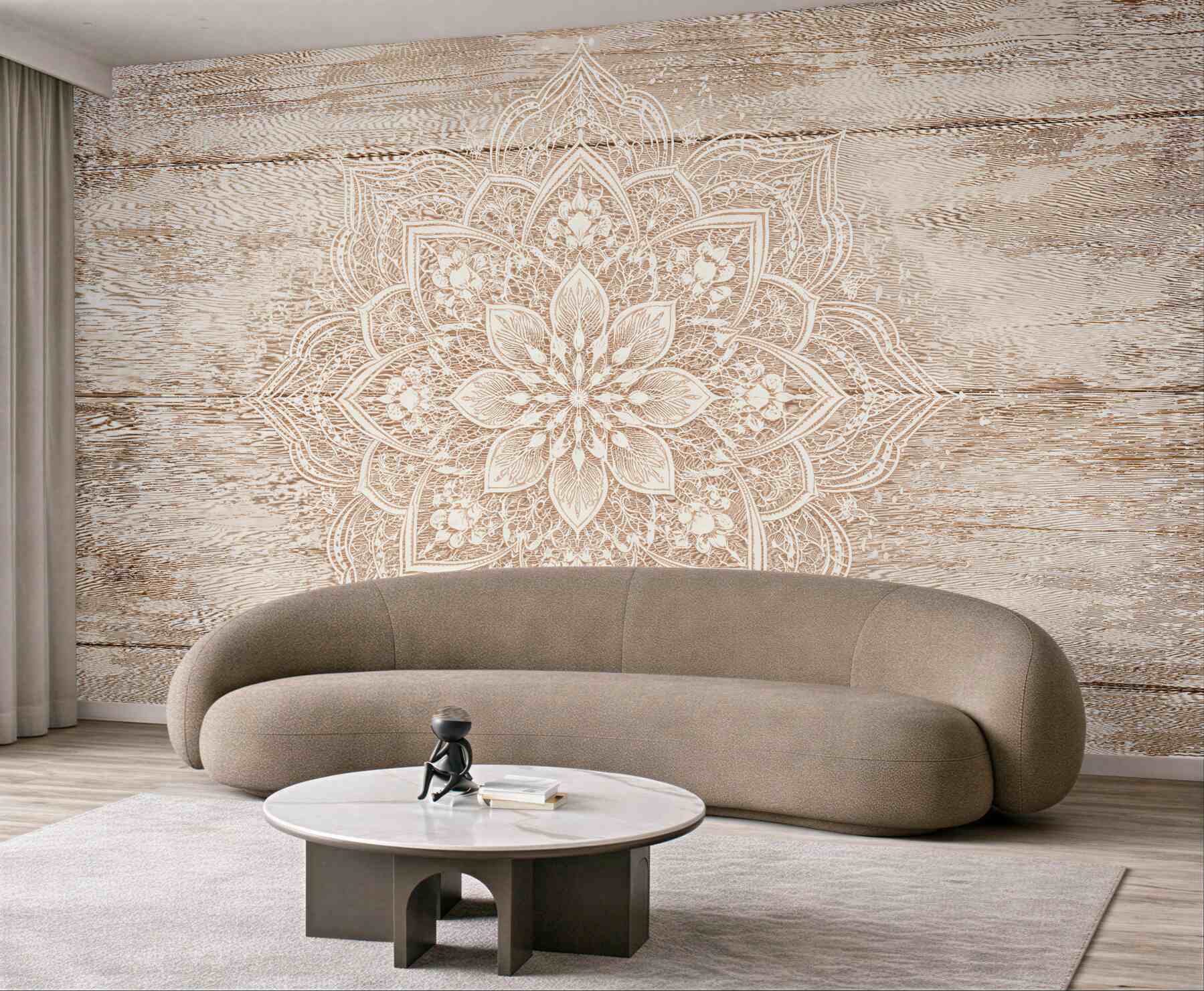 Fototapeta mandala na przecieranych deskach?v23