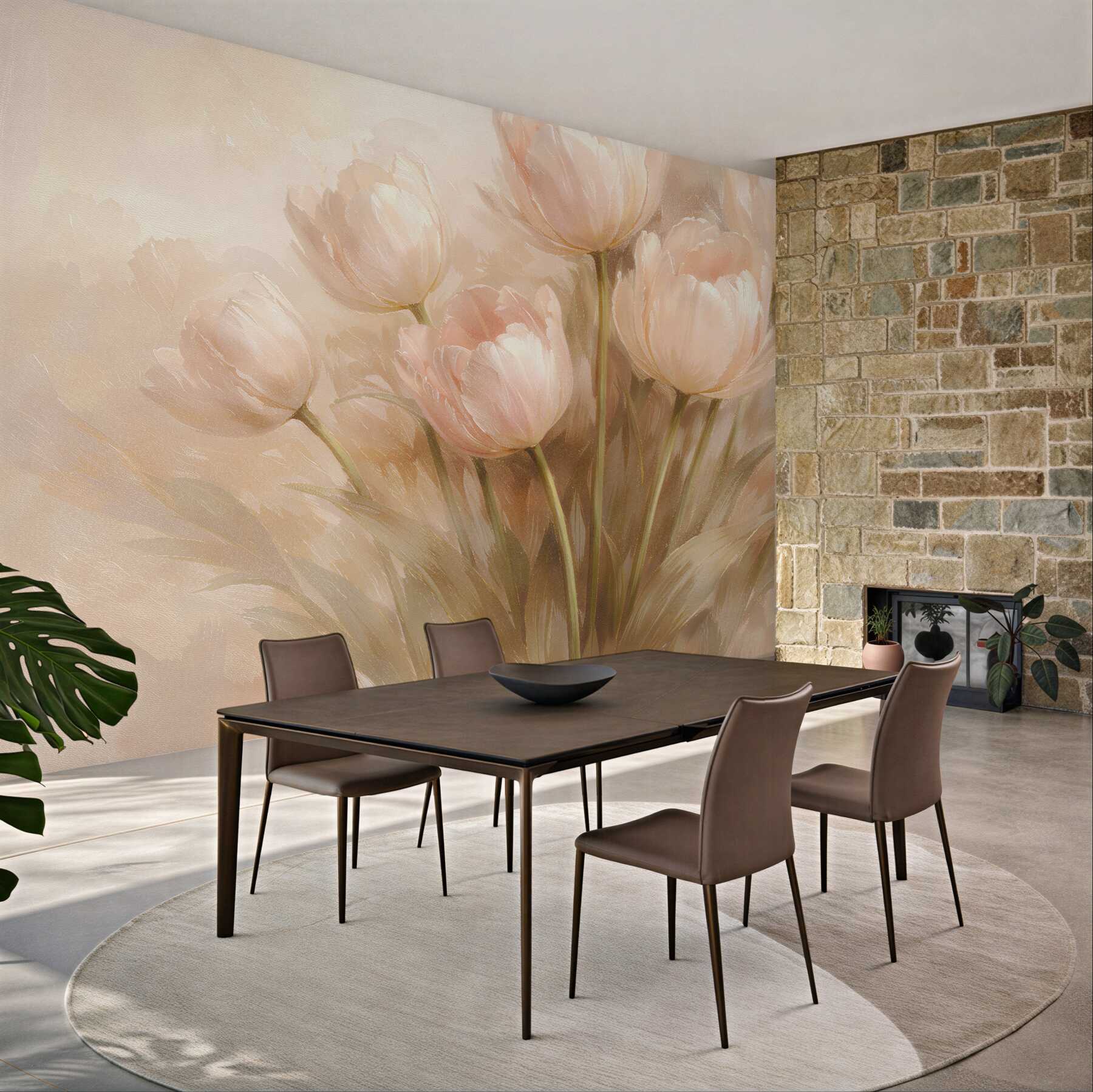 Fototapeta pudrowe tulipany w świetle