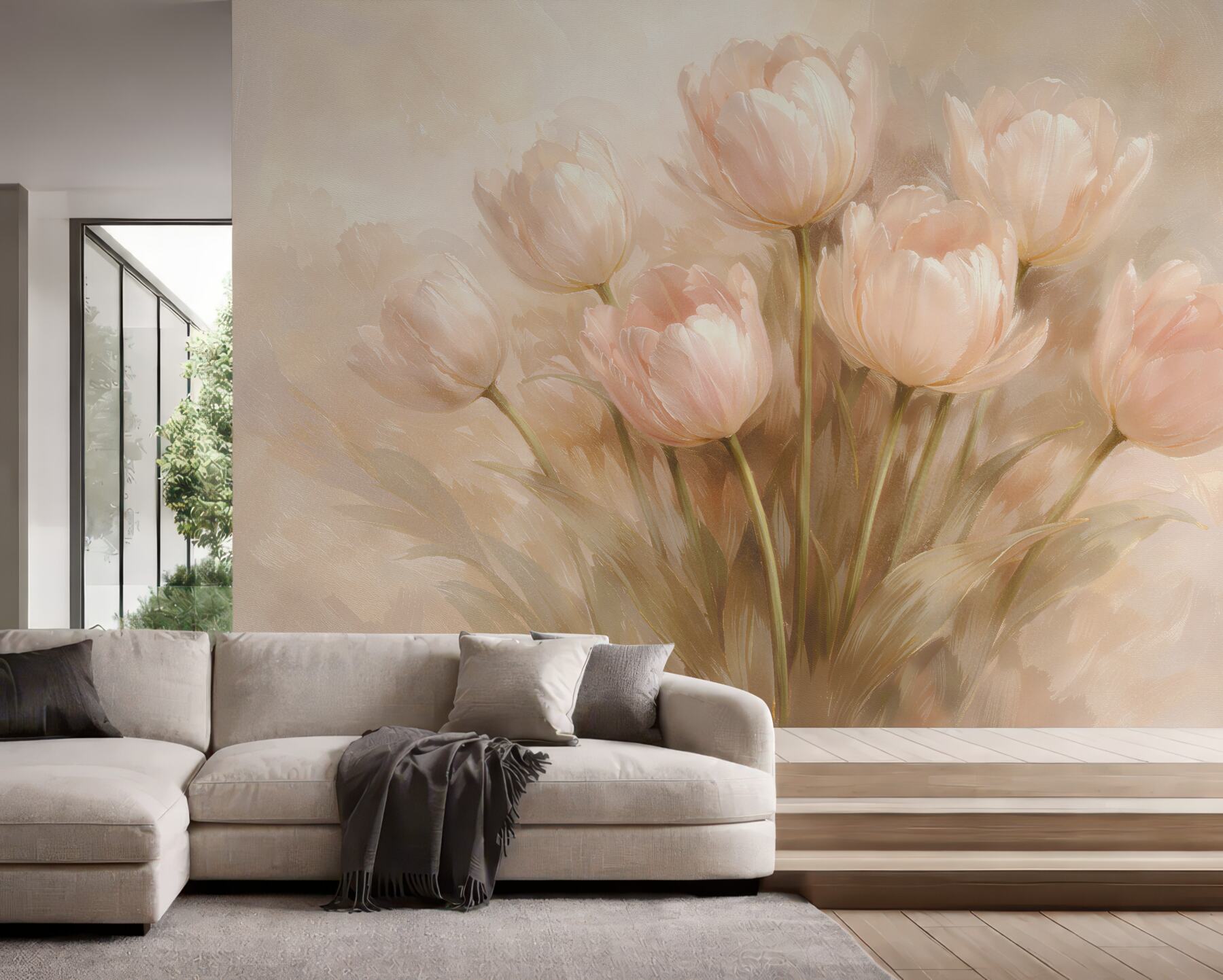 Fototapeta pudrowe tulipany w świetle?v23