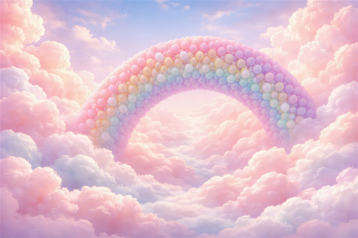 Fototapeta pastelowa tęcza w chmurach