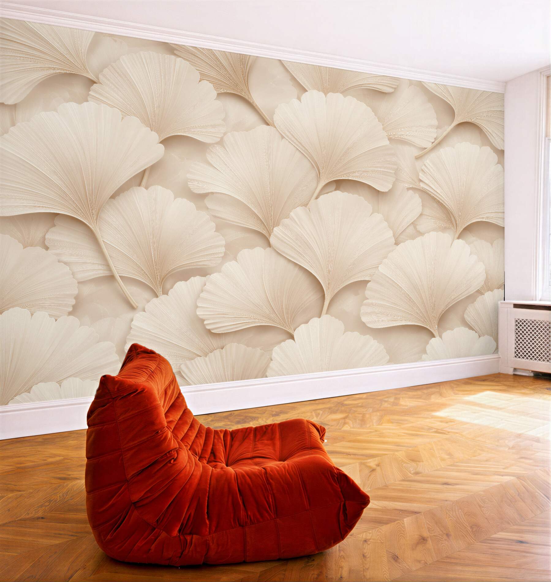 Fototapeta kremowe liście ginkgo 3d