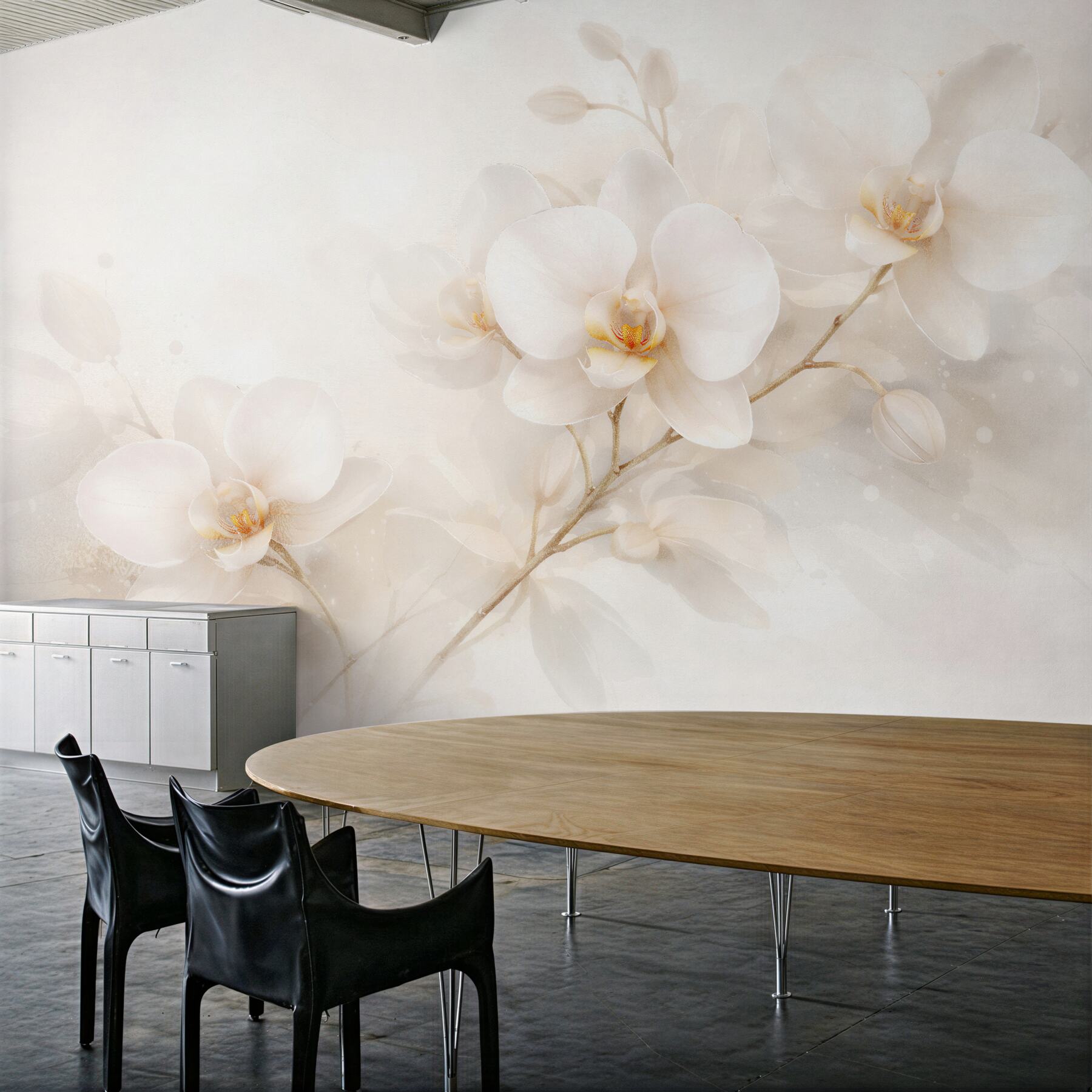 Fototapeta kremowe orchidee w blasku