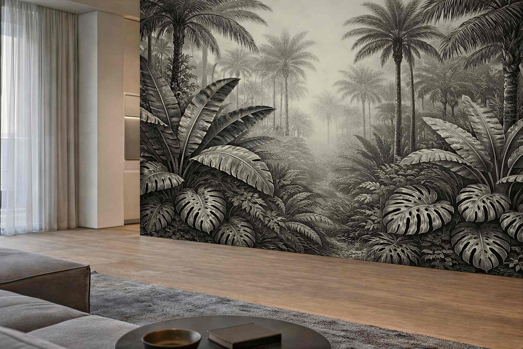 Fototapeta mglista dżungla z palmami