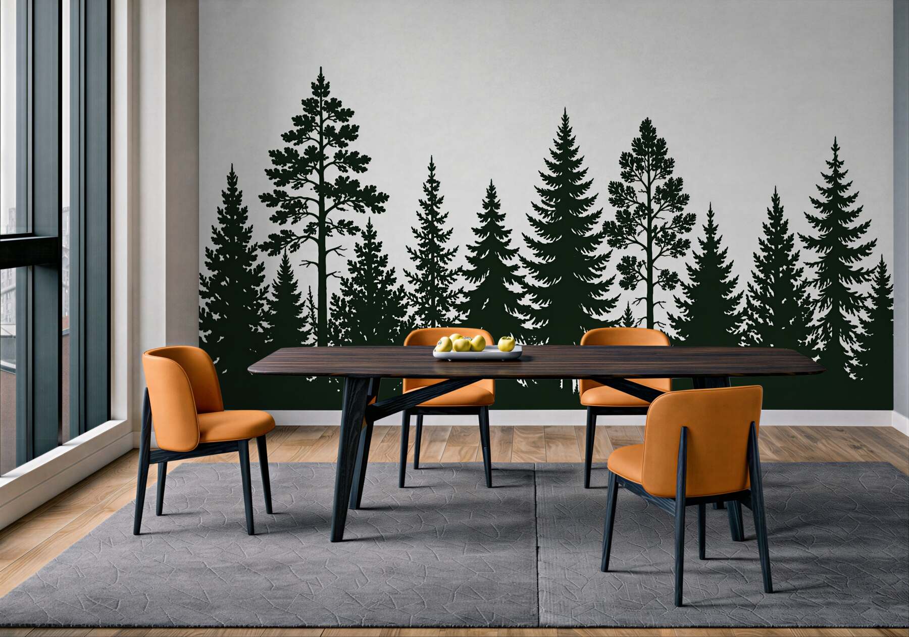 Fototapeta minimalistyczny zarys leśnych drzew?v23