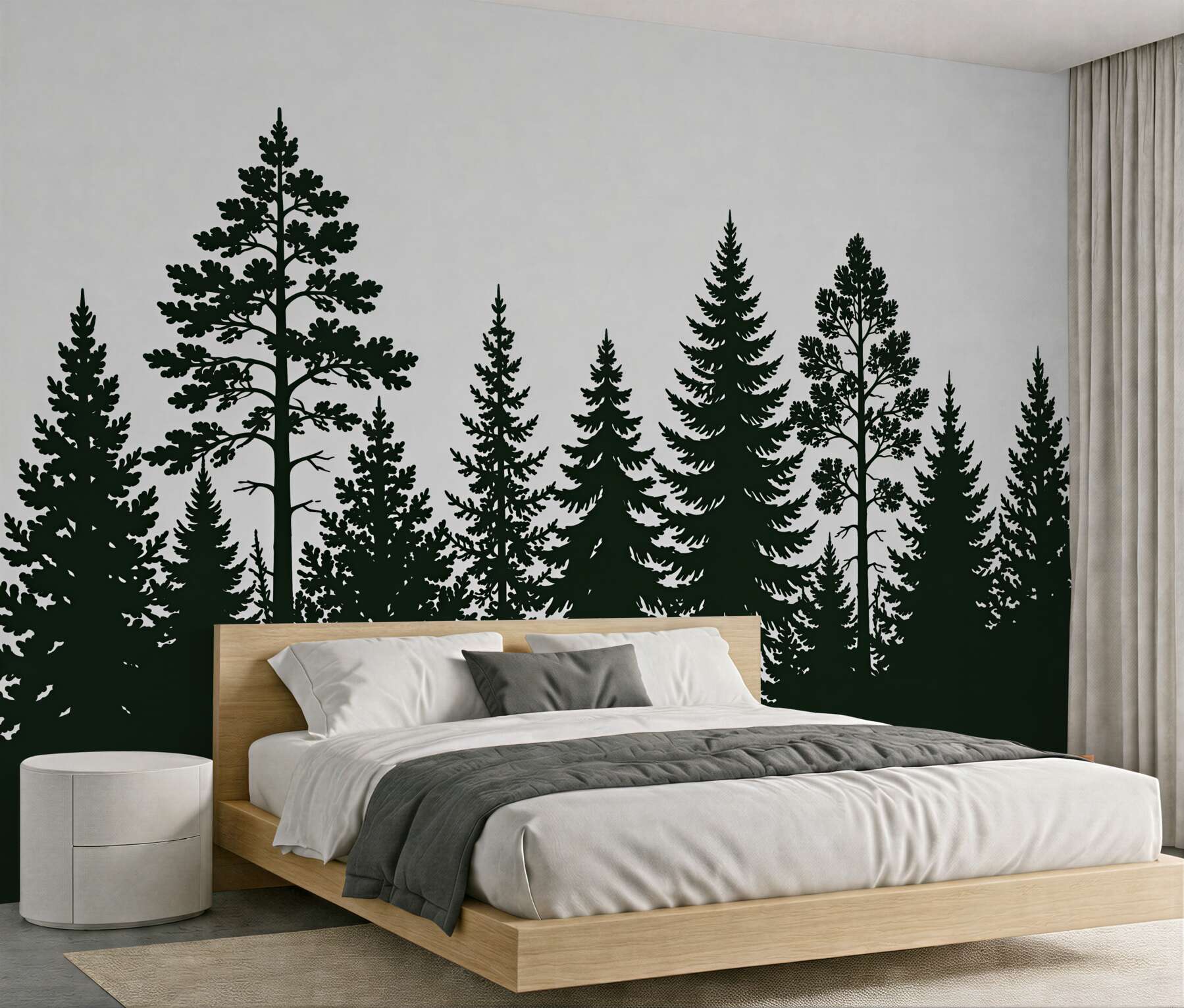Fototapeta minimalistyczny zarys leśnych drzew