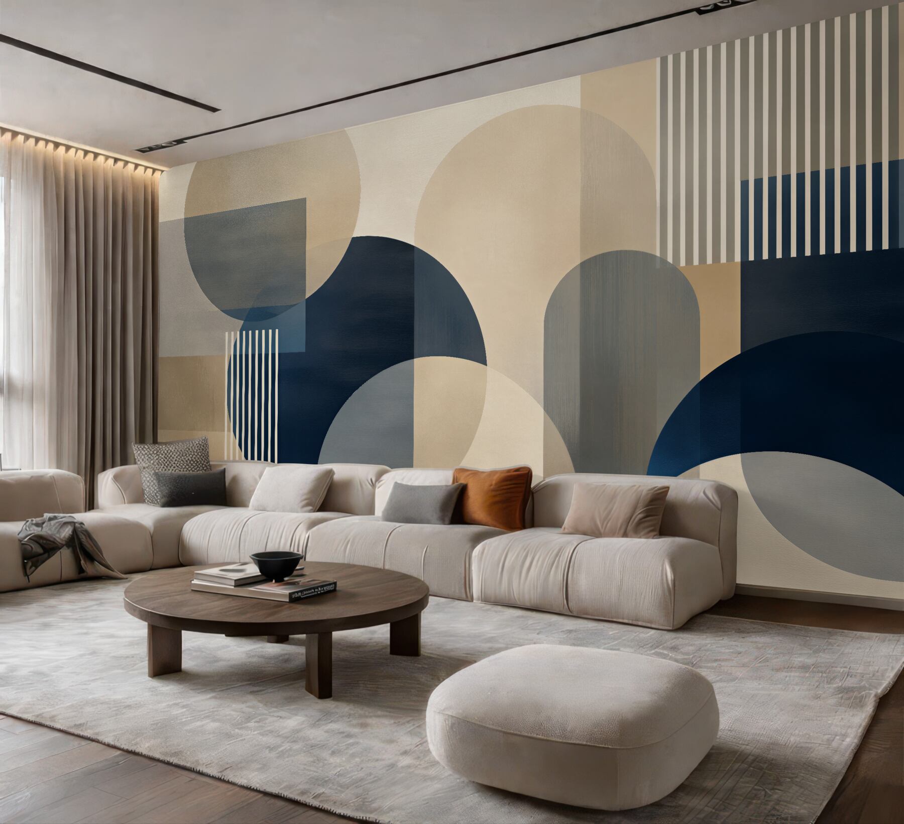 Fototapeta geometryczna harmonia w granacie i beżu