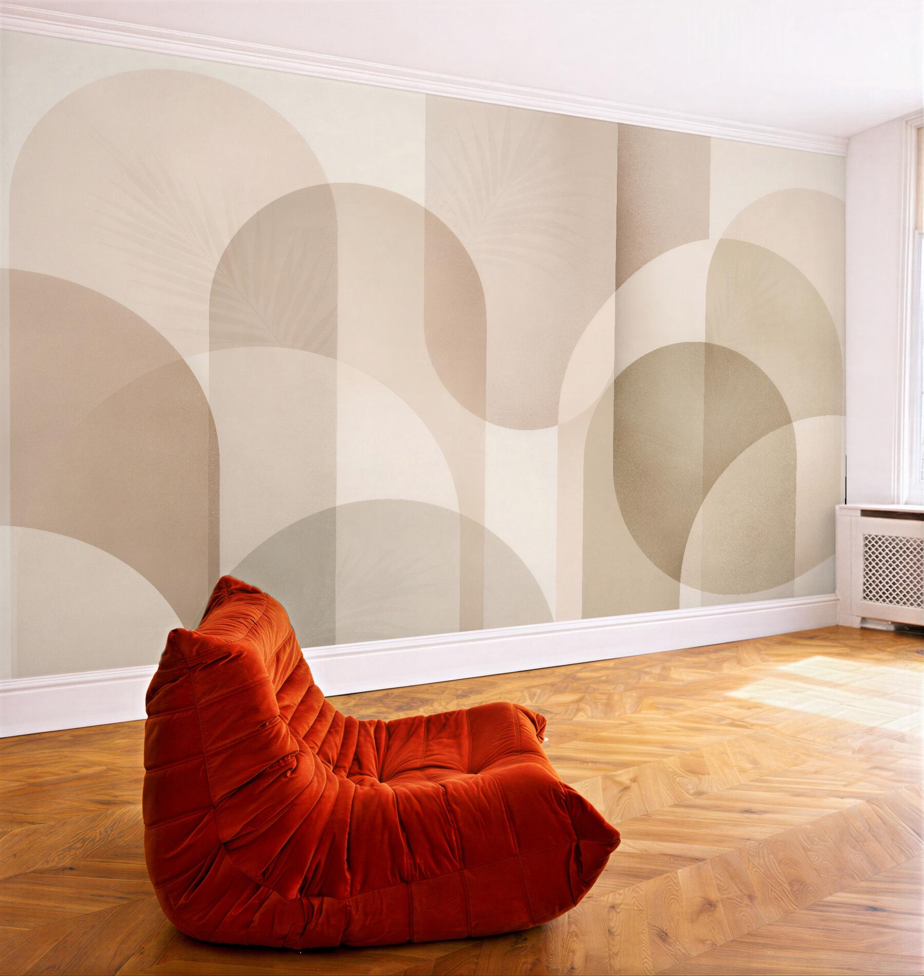 Fototapeta beżowa geometryczna harmonia łuków