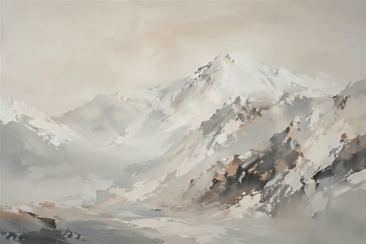 Fototapeta malarskie śnieżne szczyty we mgle