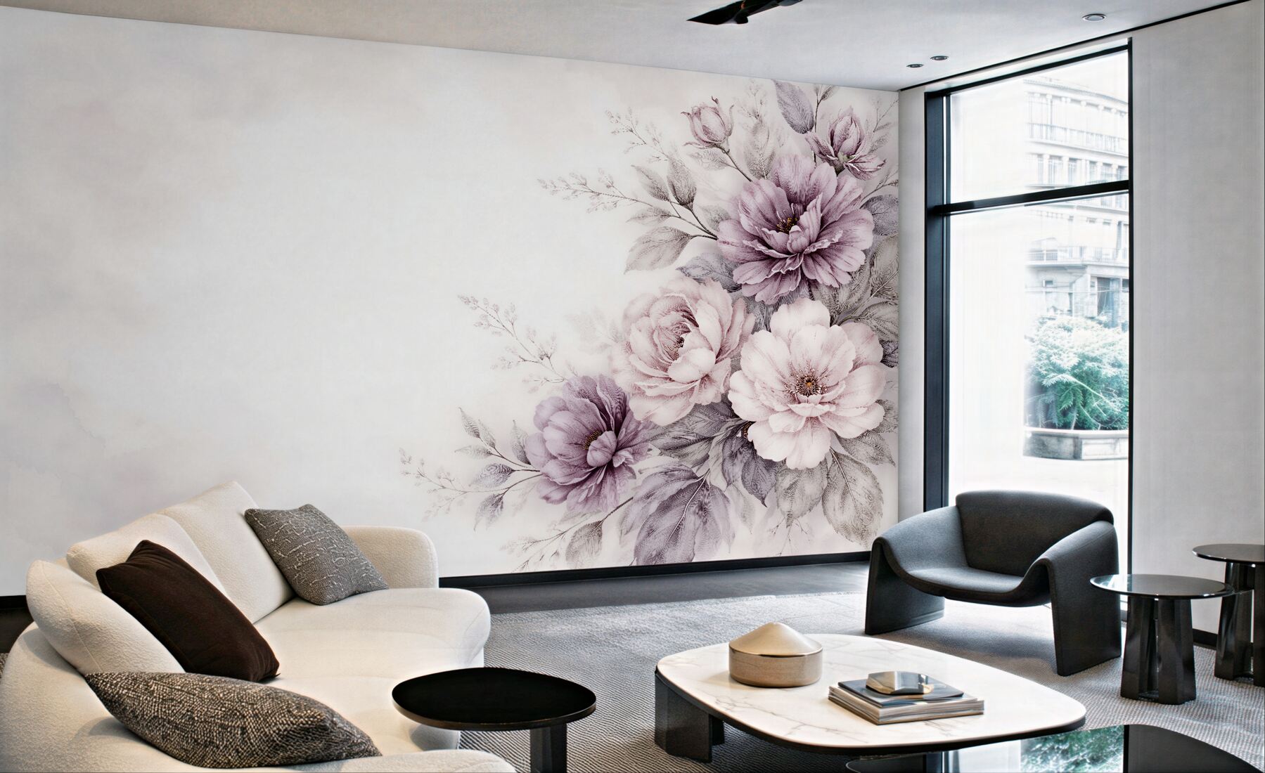 Fototapeta pudrowe piwonie w eleganckim bukiecie