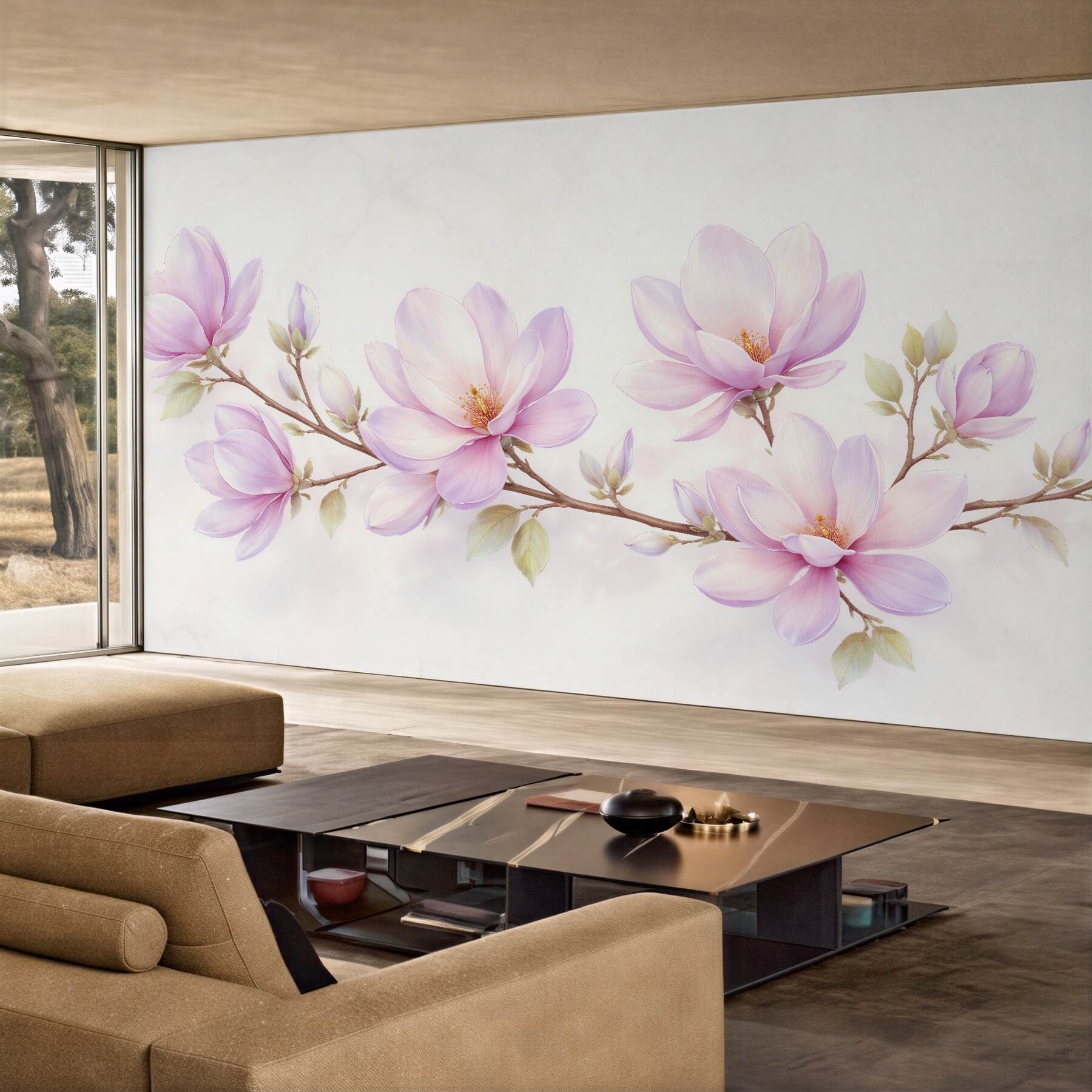 Fototapeta delikatne magnolie na jasnym tle