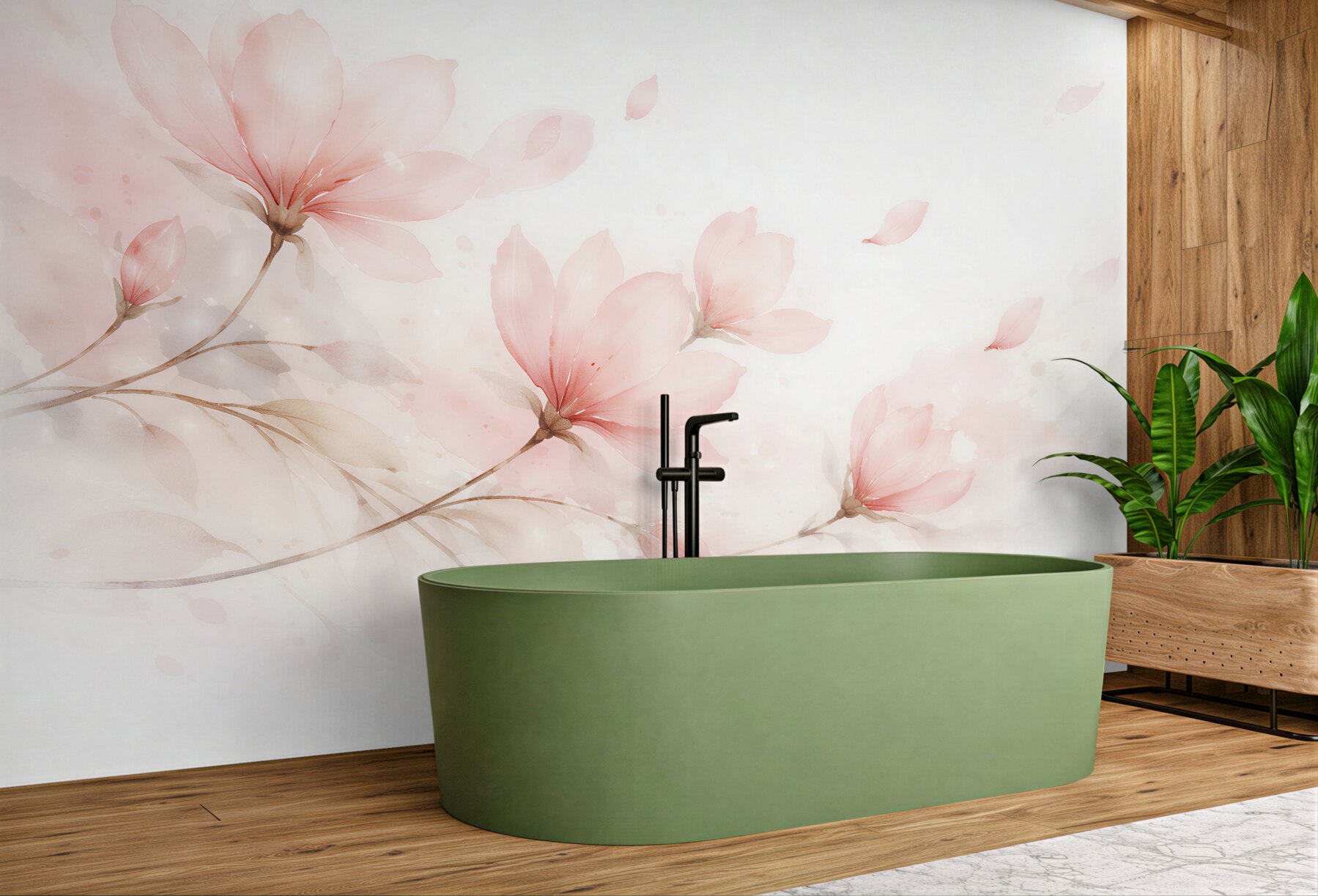 Fototapeta pudrowe magnolie w akwareli?v23