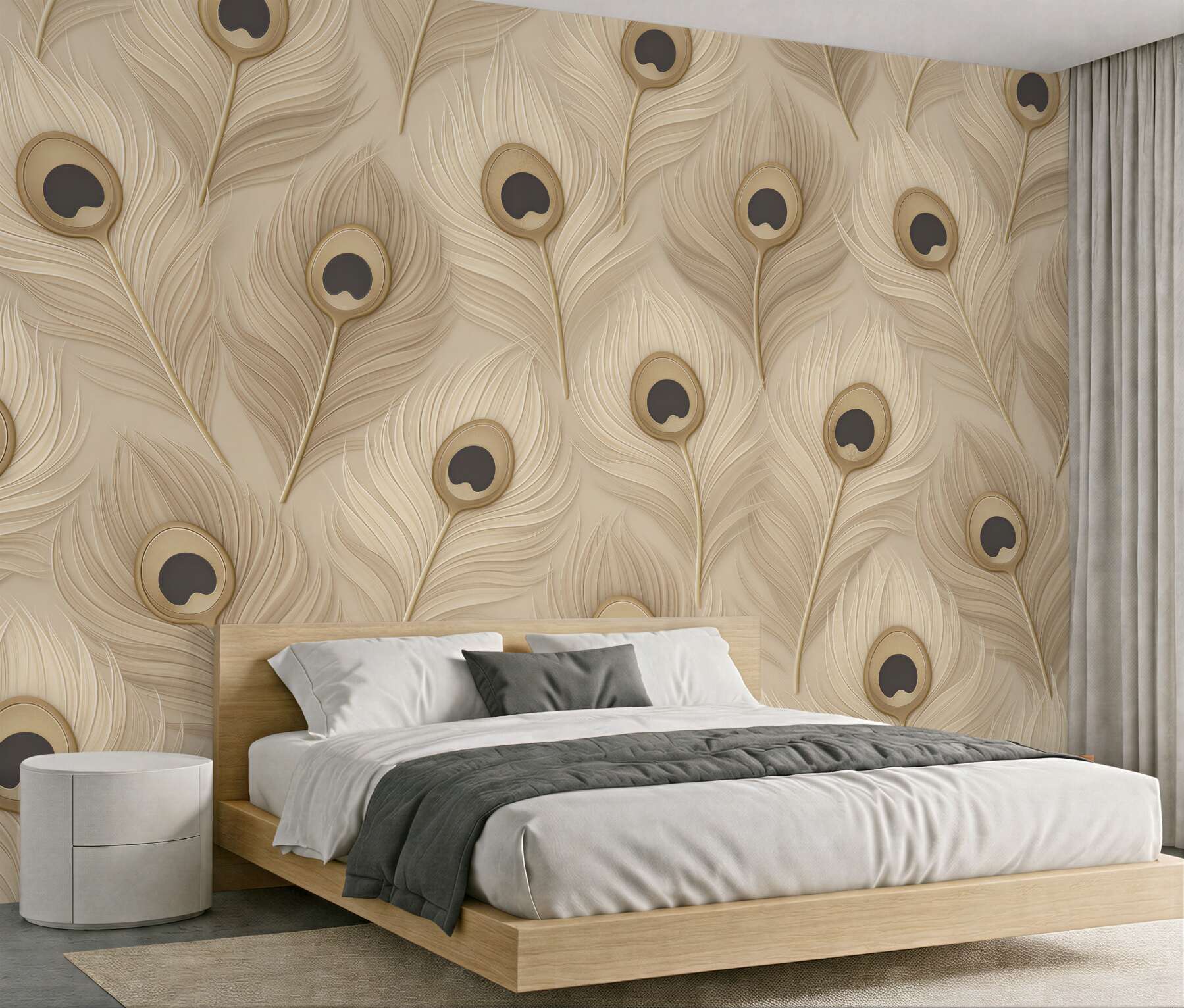 Fototapeta beżowe pawie pióra elegancji?v23
