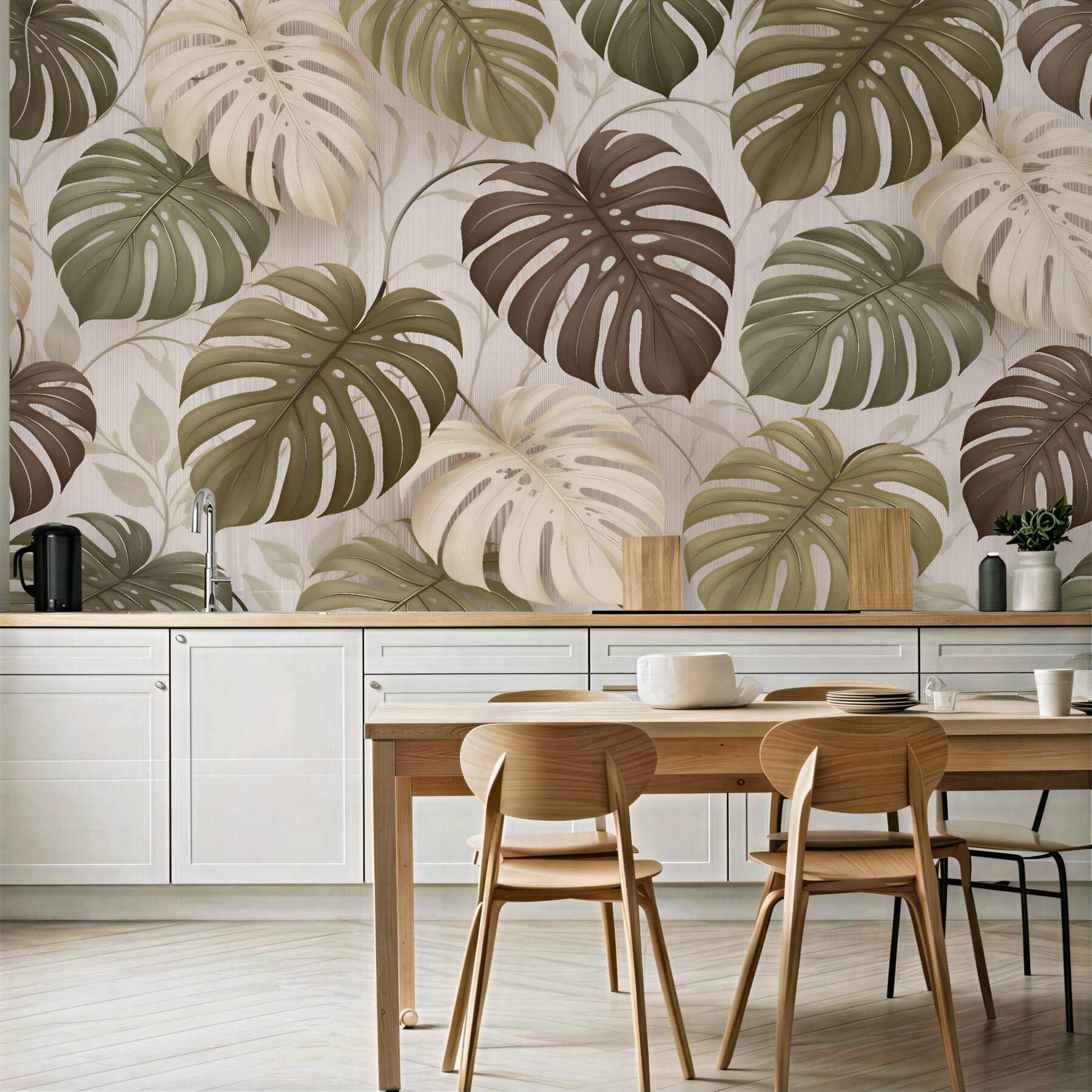 Fototapeta monstera w beżowej elegancji?v23