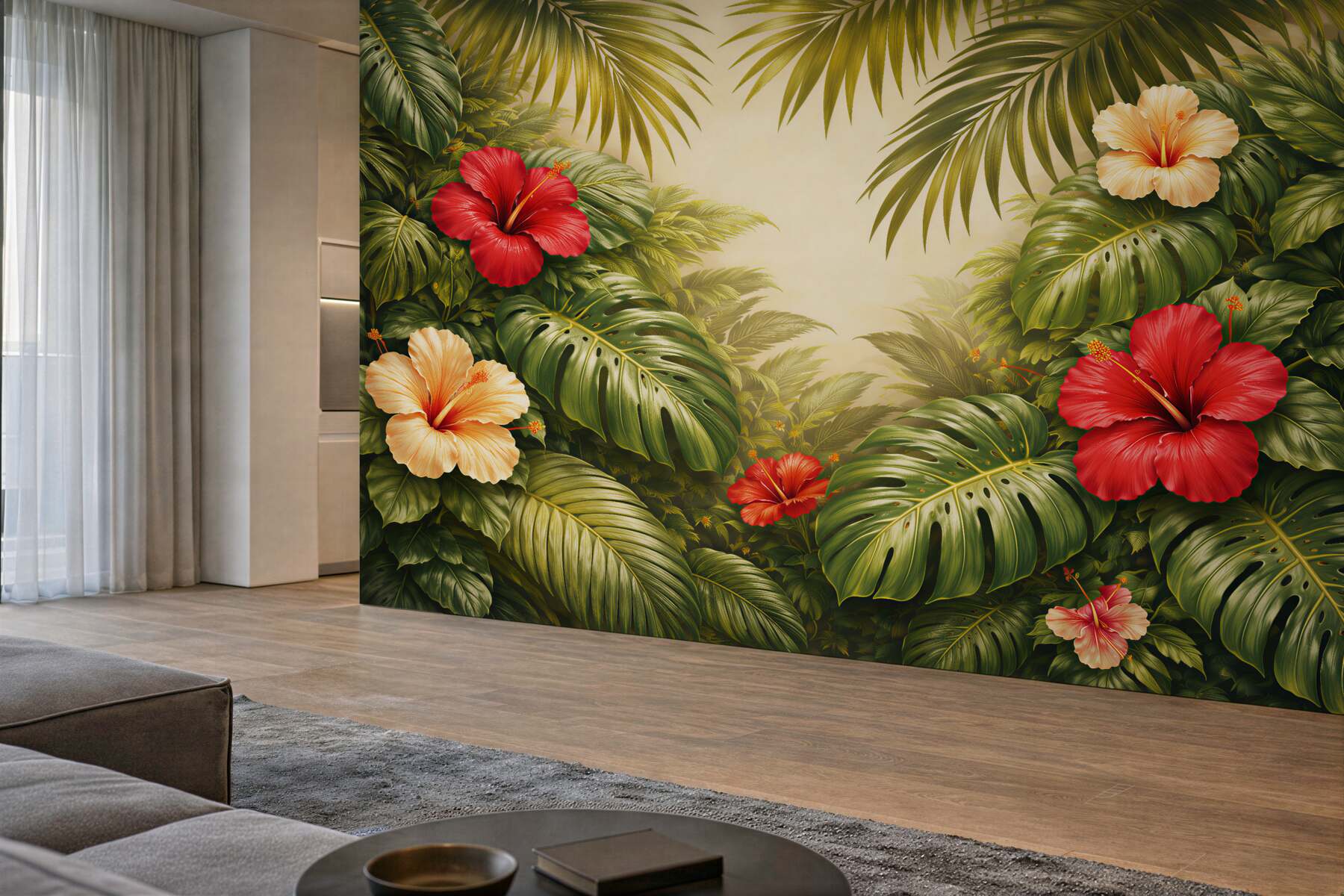 Fototapeta egzotyczna dżungla z hibiskusami?v23