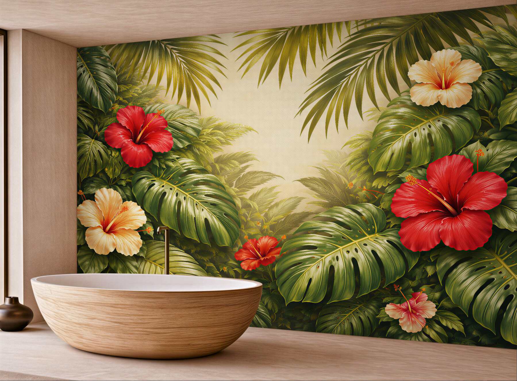 Fototapeta egzotyczna dżungla z hibiskusami?v23