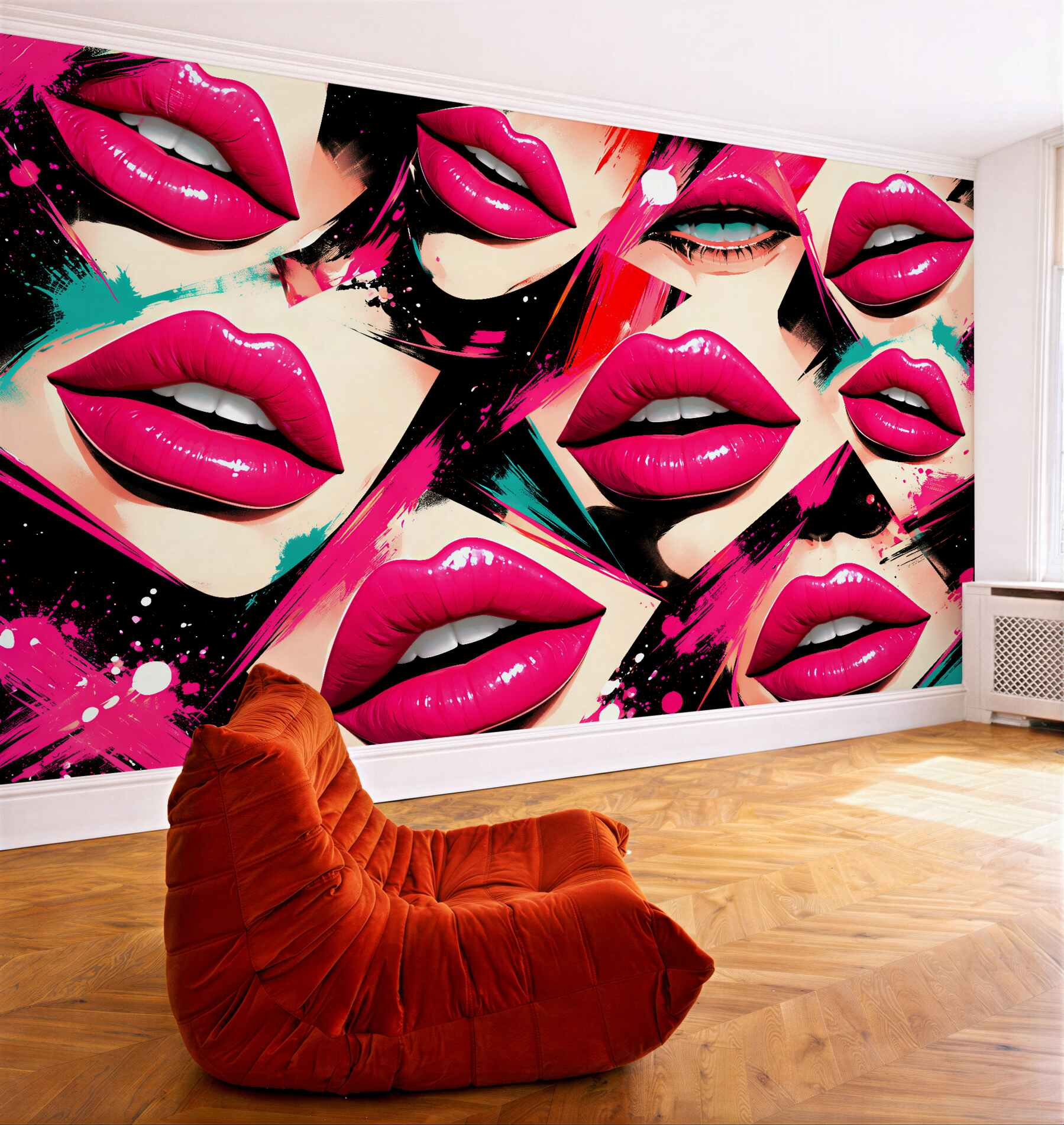 Fototapeta neonowe usta pop-art glamour