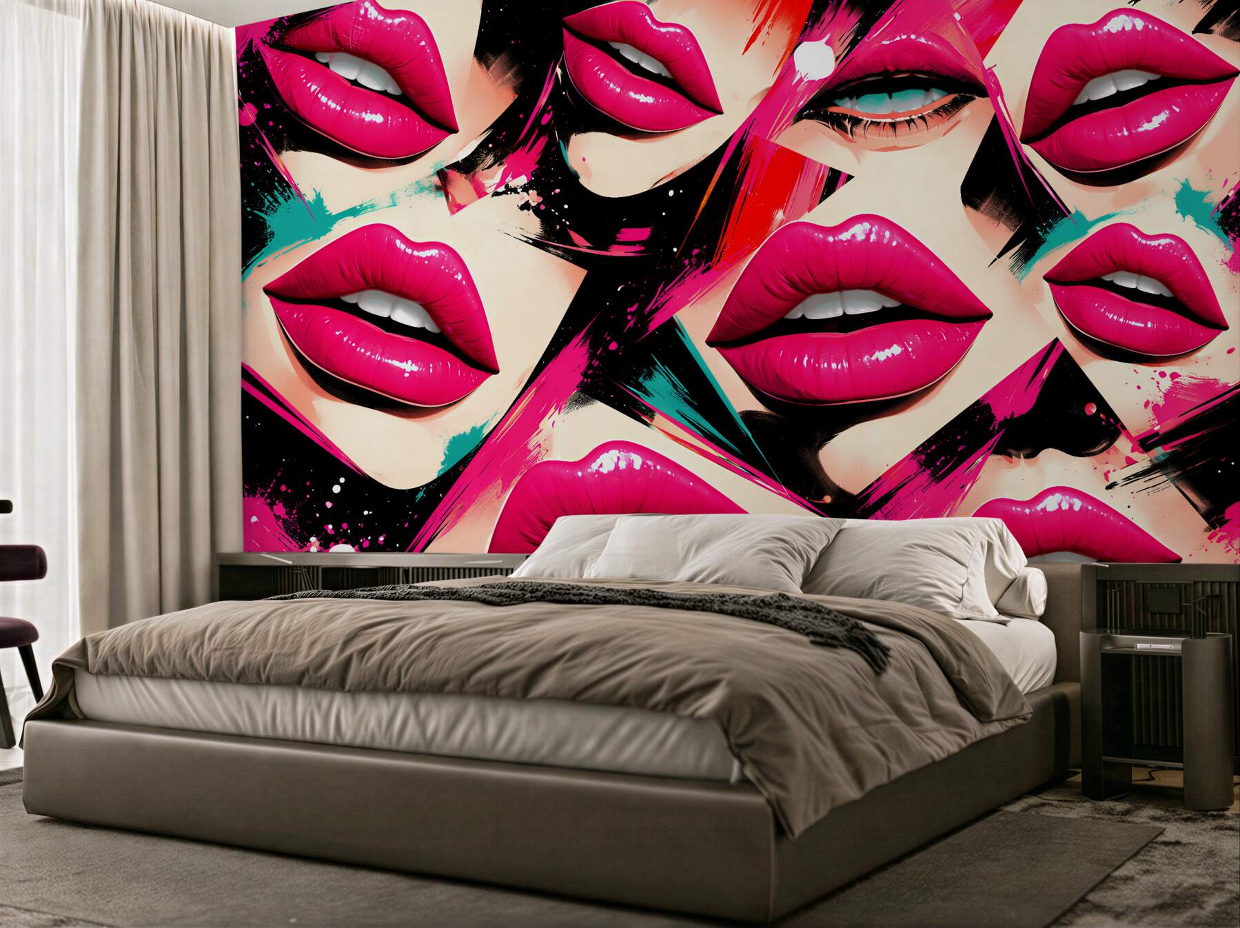 Fototapeta neonowe usta pop-art glamour?v23