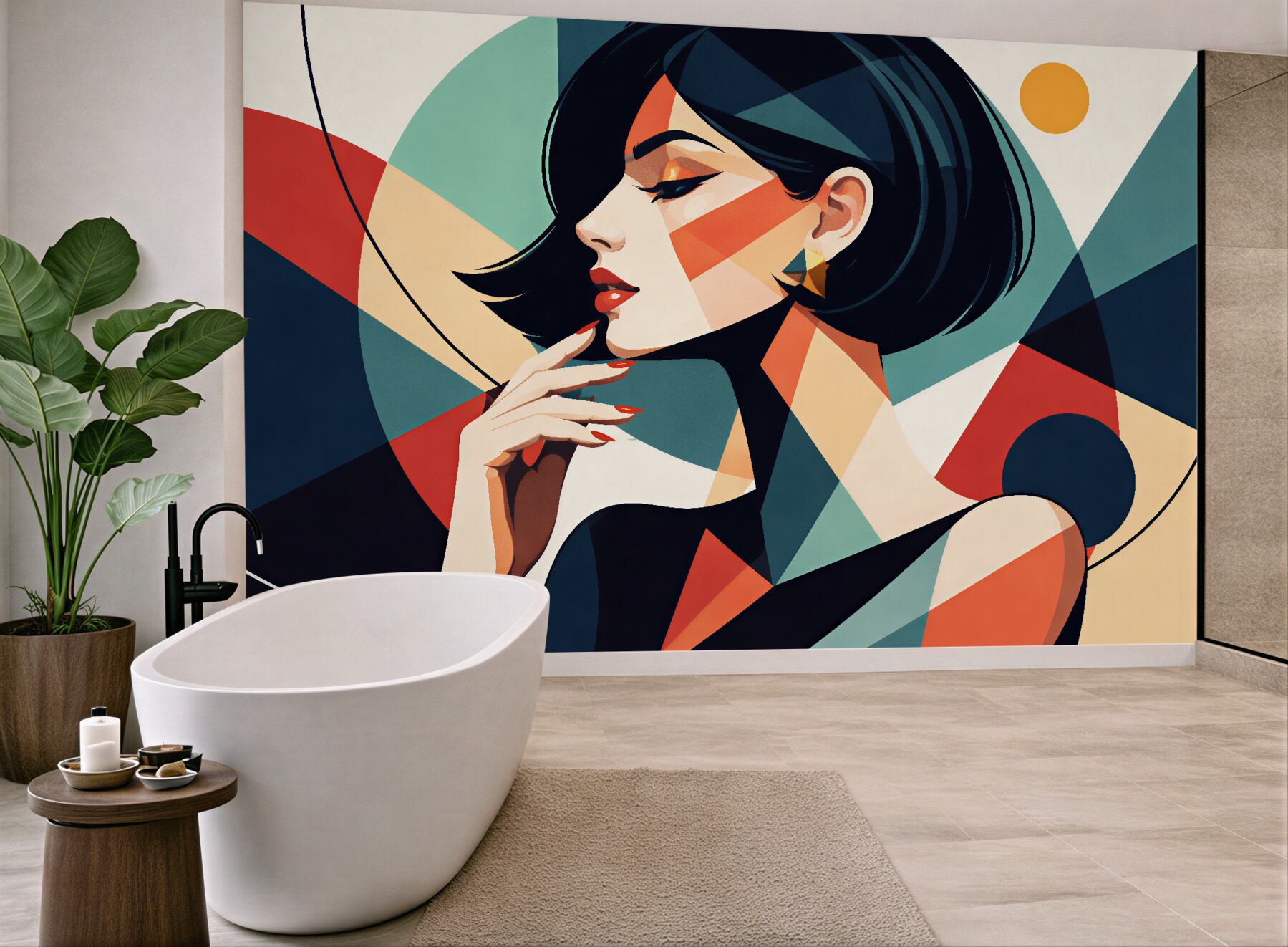 Fototapeta geometryczny portret eleganckiej kobiety?v23