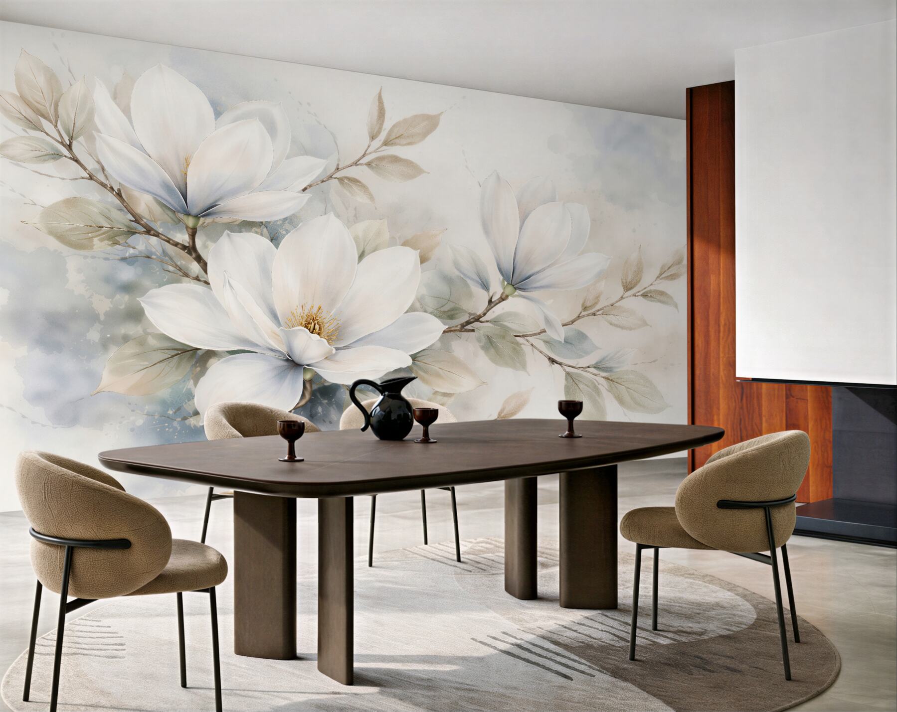 Fototapeta delikatne magnolie w akwareli