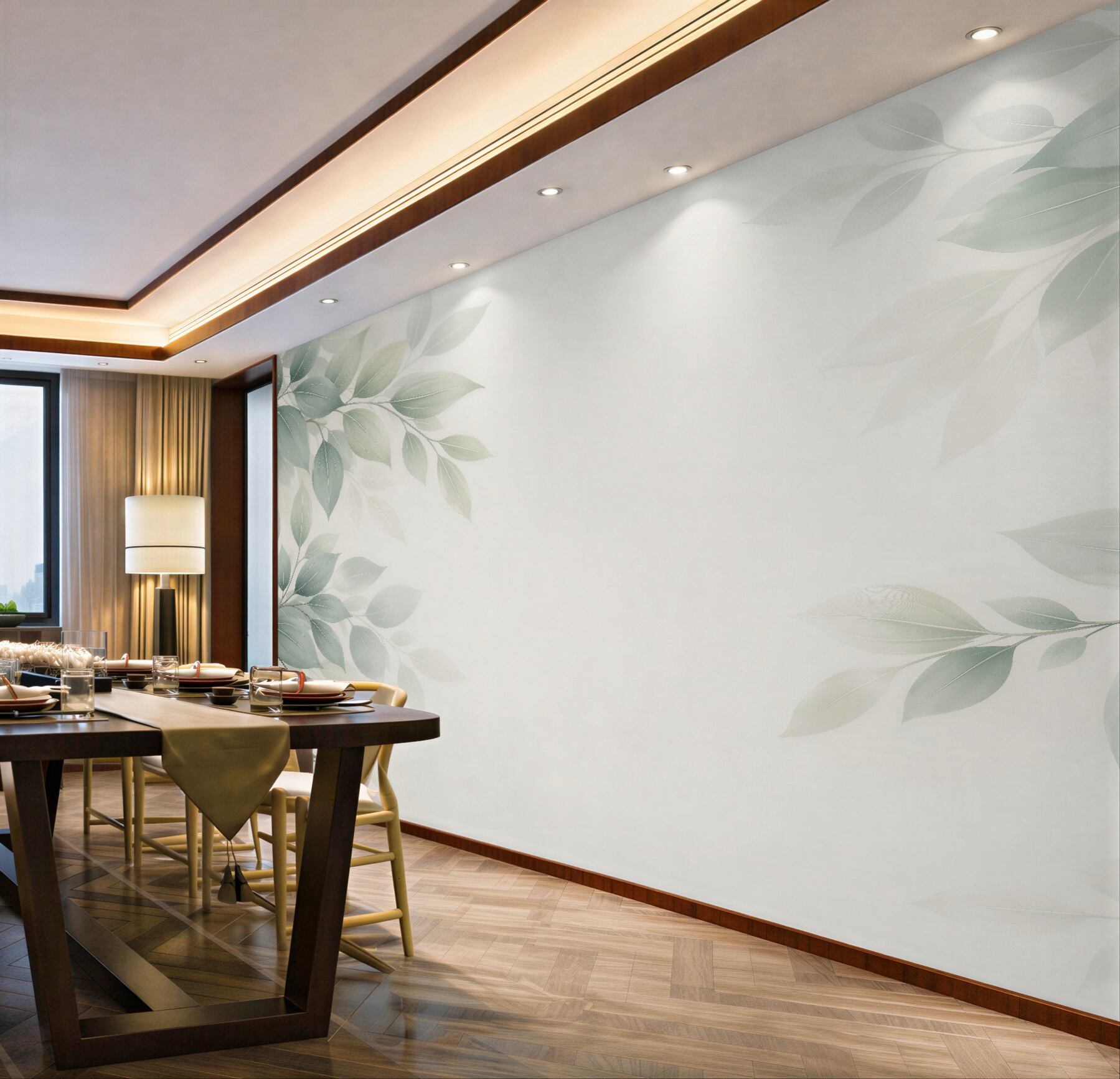 Fototapeta delikatne liście w pastelowej mgle?v23