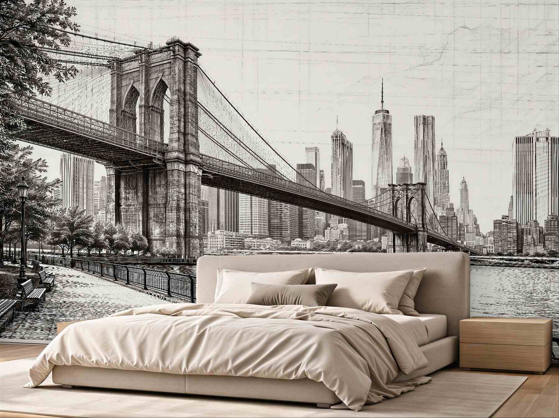 Fototapeta szkic mostu brooklińskiego na manhattanie