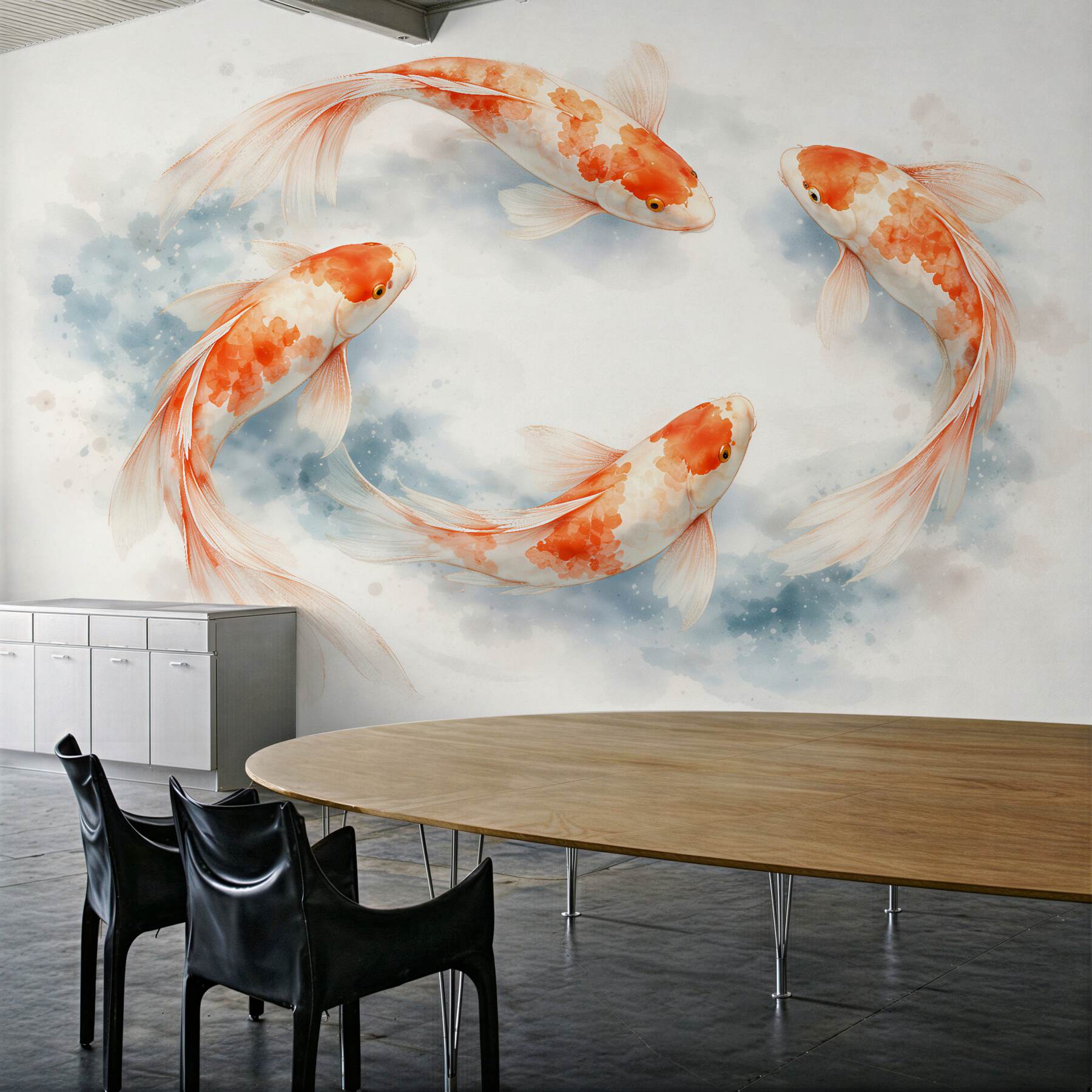 Fototapeta koi w akwarelowym tańcu