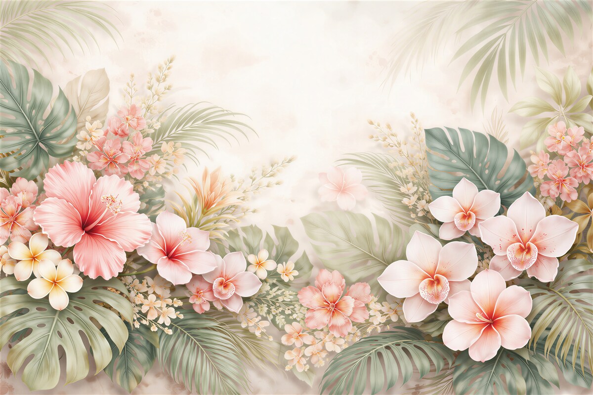 Fototapeta pastelowe tropiki z orchideami