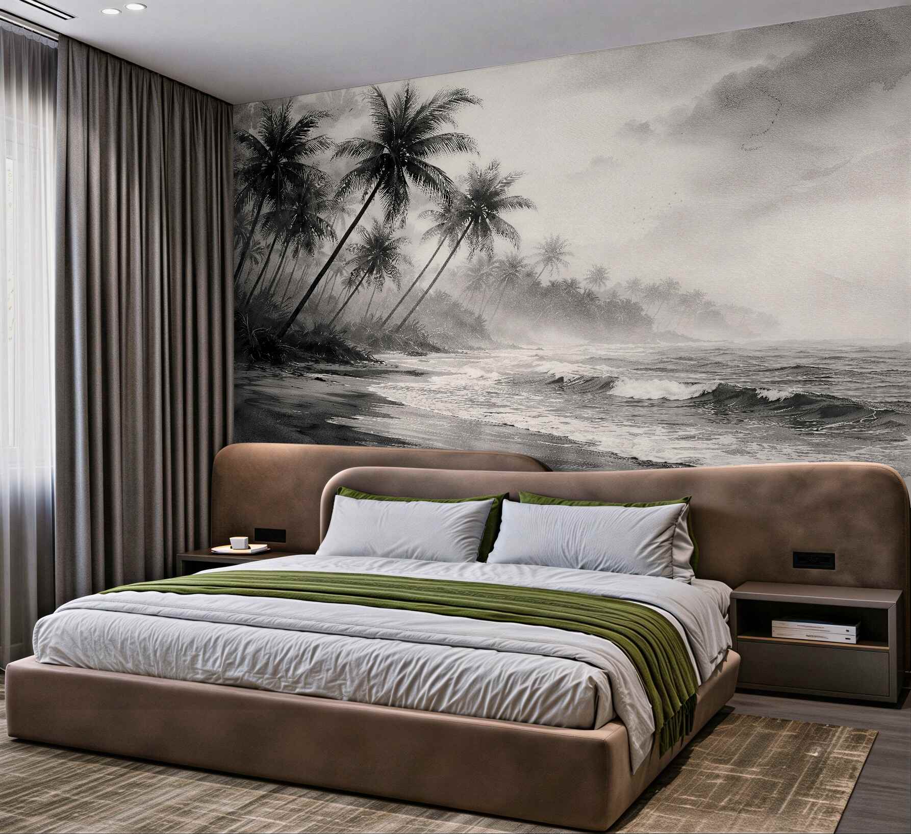 Fototapeta czarno-biała tropikalna plaża we mgle?v23