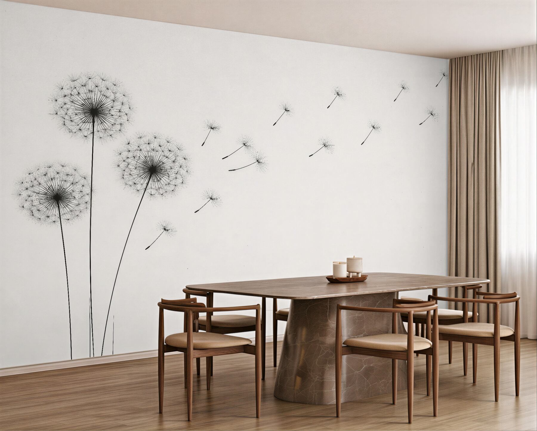 Fototapeta minimalistyczne dmuchawce na wietrze