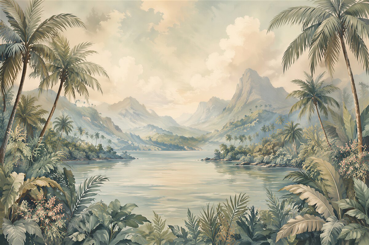 Fototapeta rajska laguna wśród palm