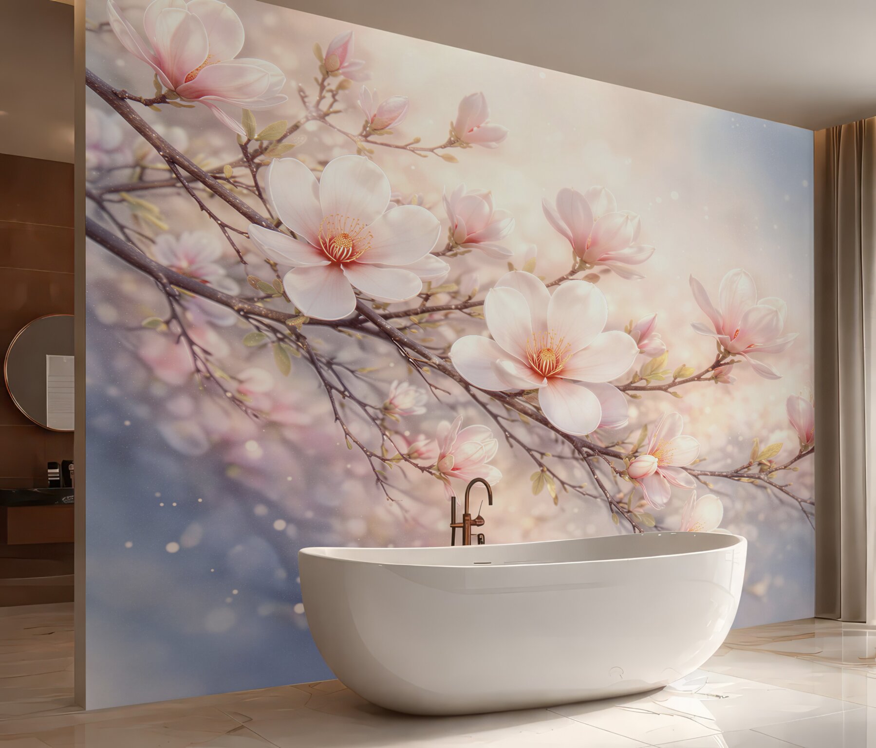 Fototapeta kwitnąca magnolia w pastelowym świetle?v23