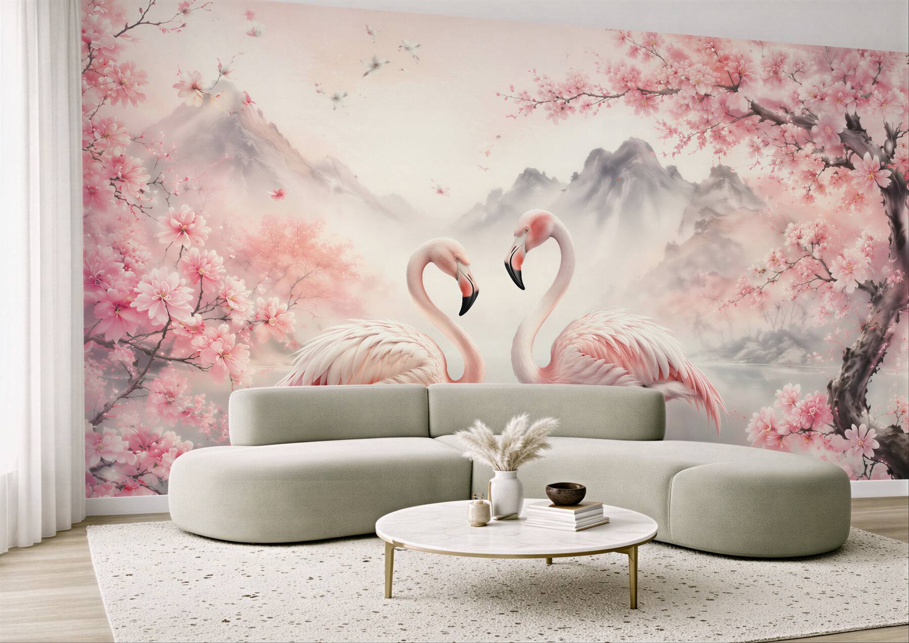 Fototapeta flamingi w kwitnącej idylli?v23