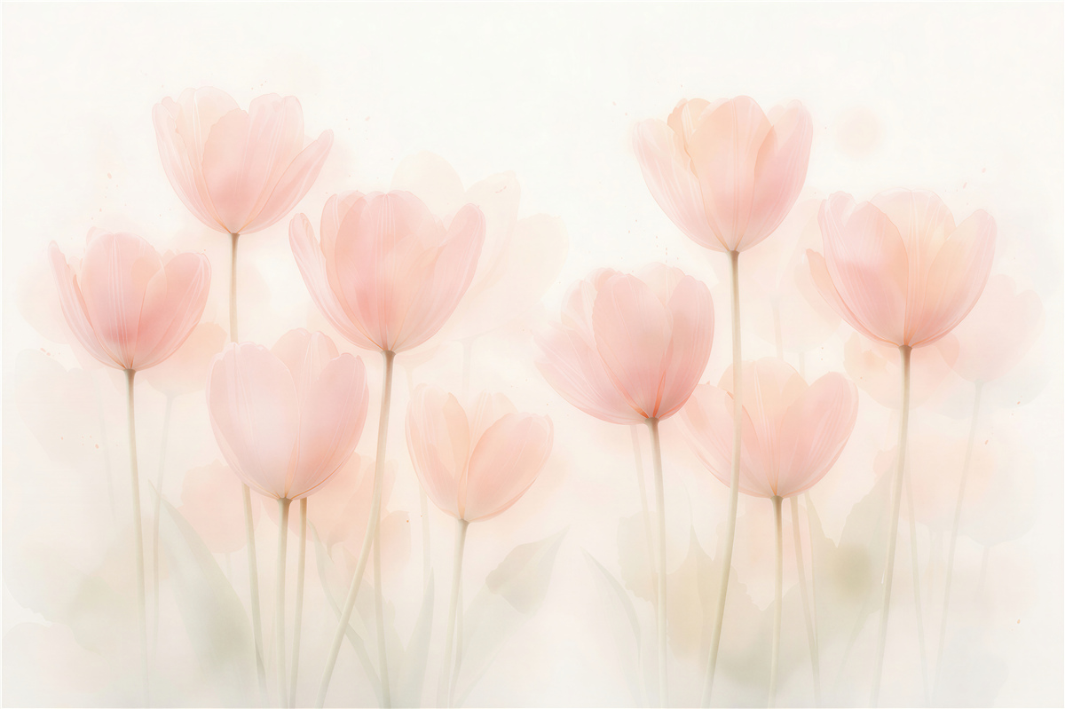 Fototapeta pastelowe tulipany we mgle