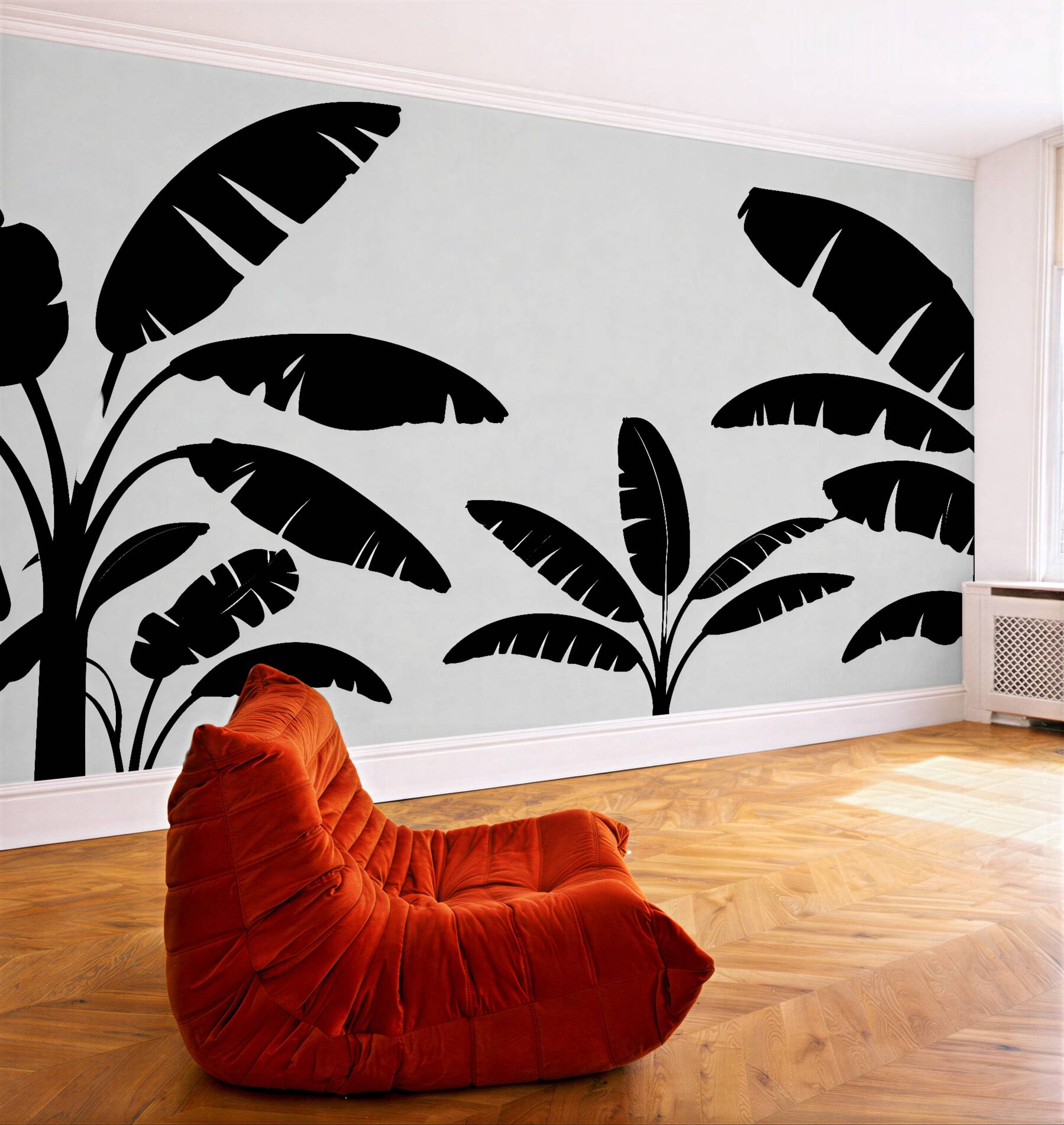 Fototapeta czarne liście palmy minimalistyczne