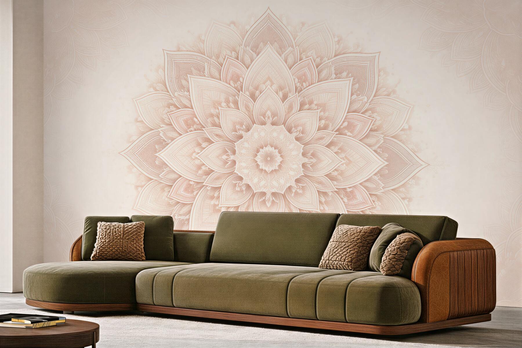 Fototapeta pudrowa mandala w harmonijnym blasku