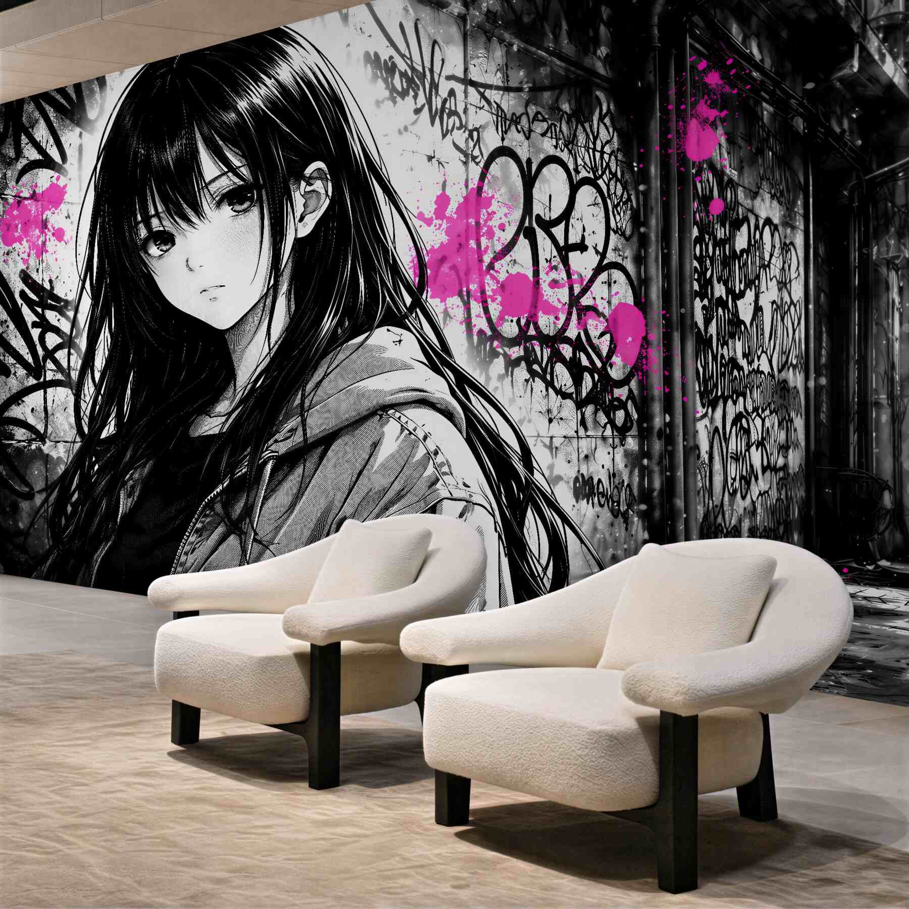 Fototapeta manga w neonowym graffiti