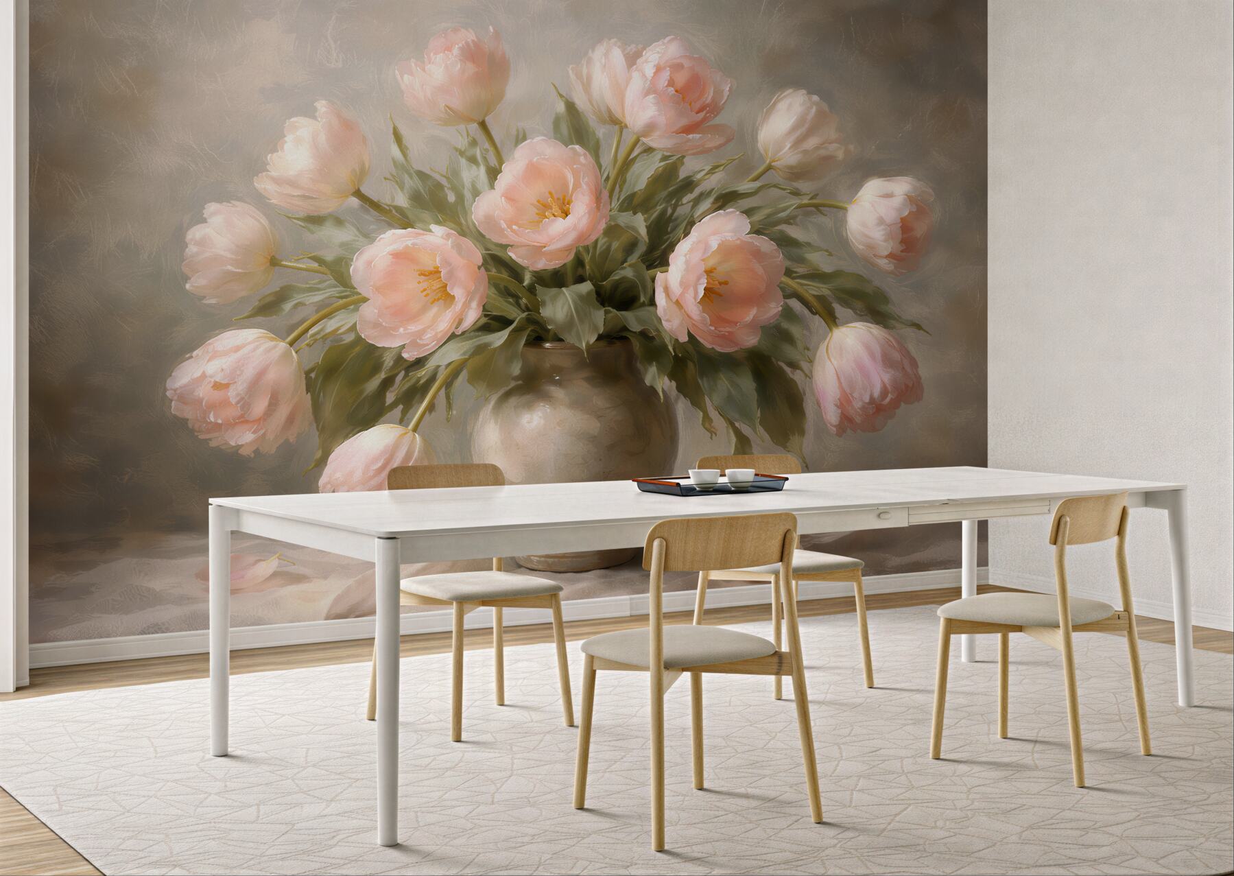 Fototapeta pastelowe tulipany w wazonie