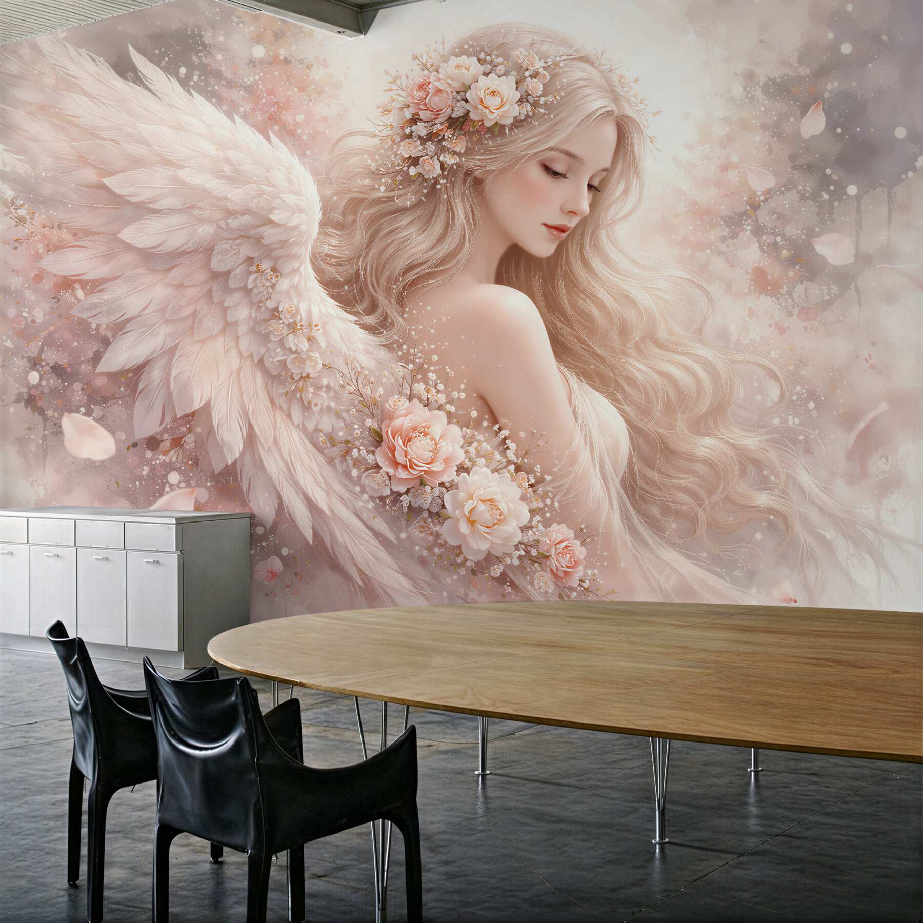 Fototapeta anielska kobieta w kwiatach