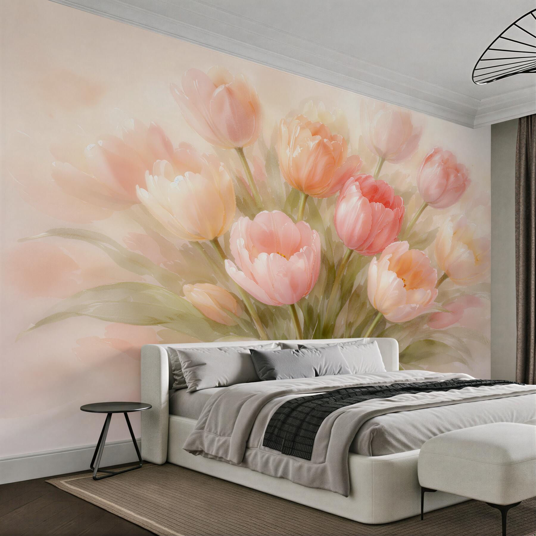 Fototapeta pastelowe tulipany w delikatnym blasku