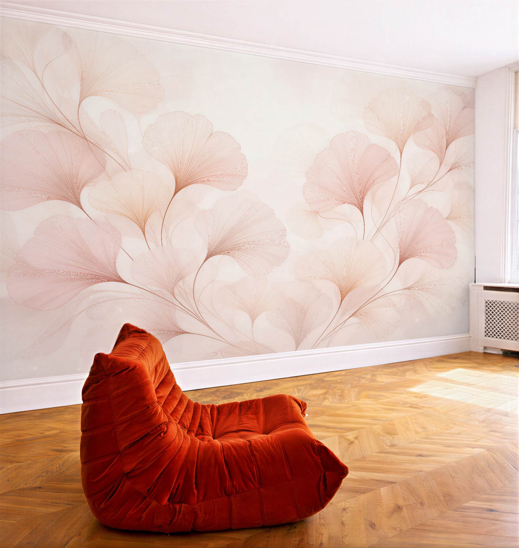Fototapeta pudrowe liście w subtelnej elegancji?v23