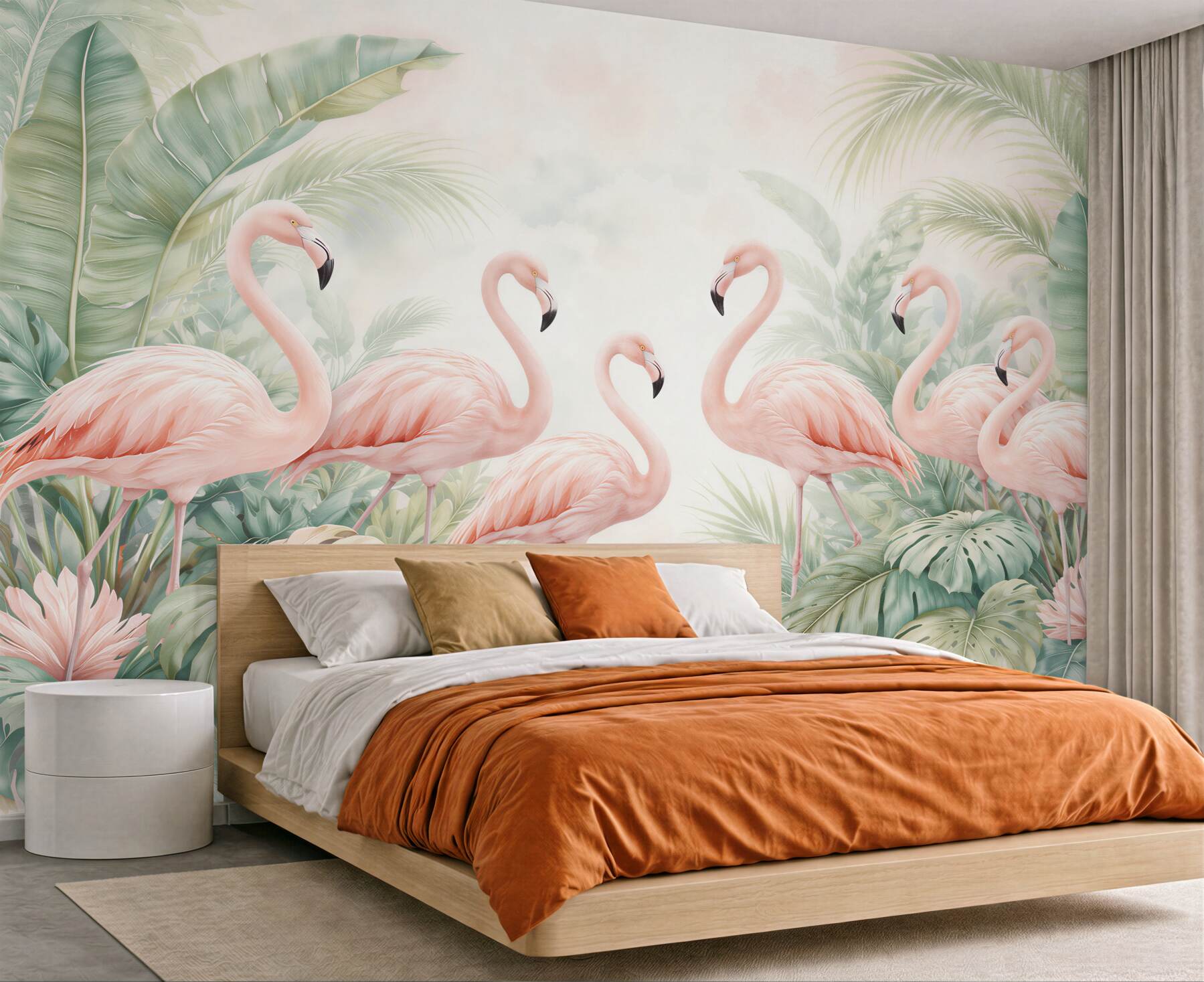 Fototapeta flamingi w tropikalnych liściach?v23