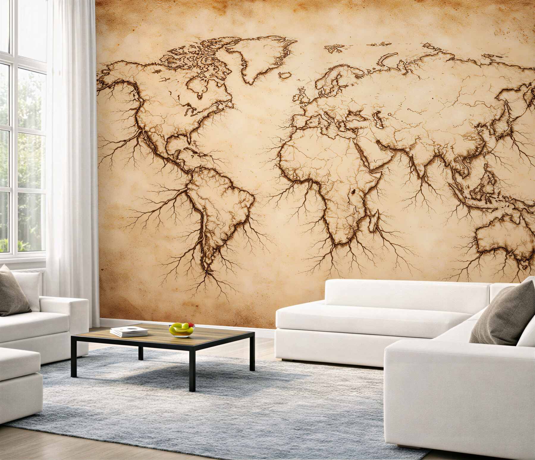 Fototapeta mapa świata z korzeniami