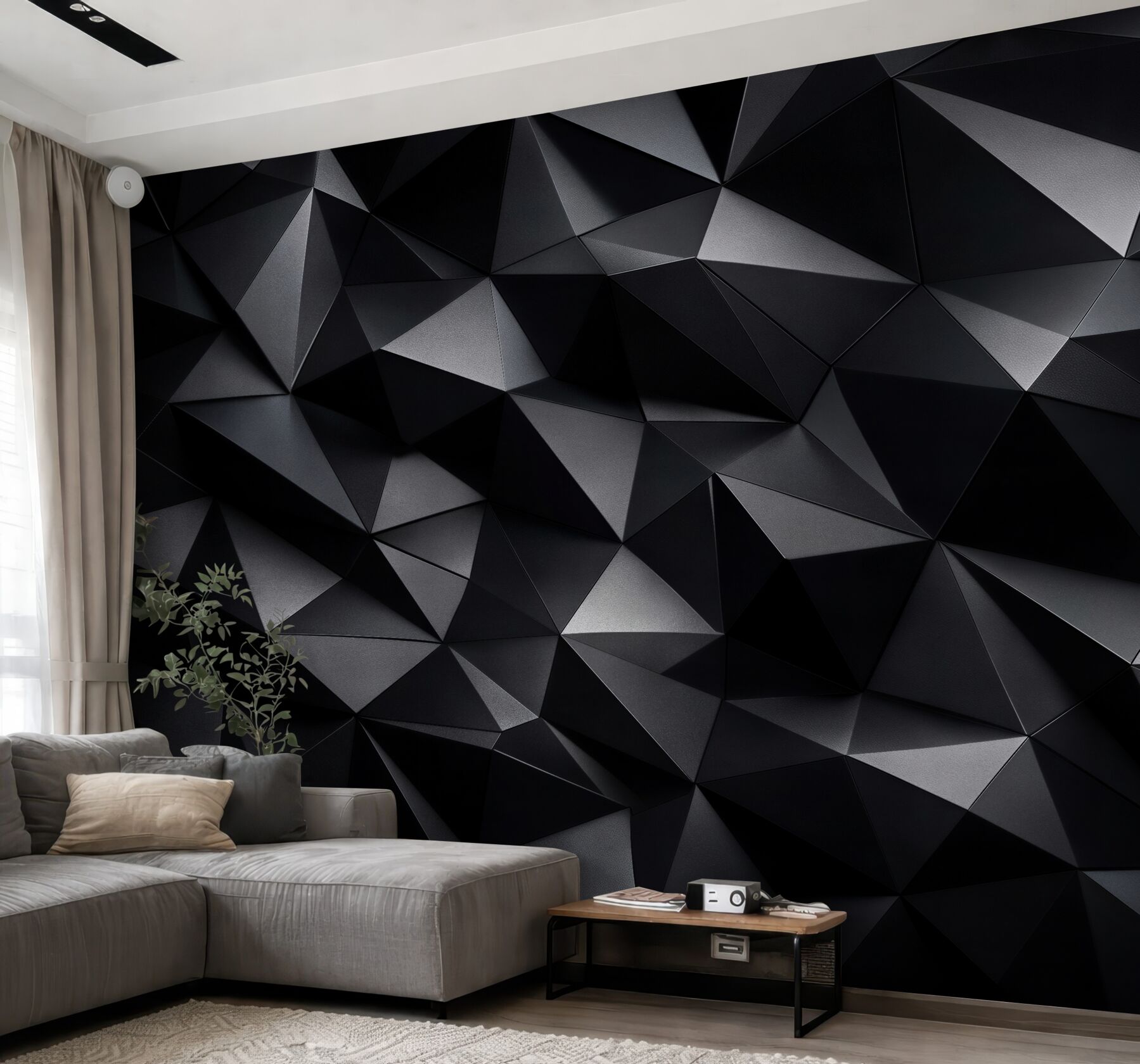 Fototapeta czarne geometryczne bryły 3d