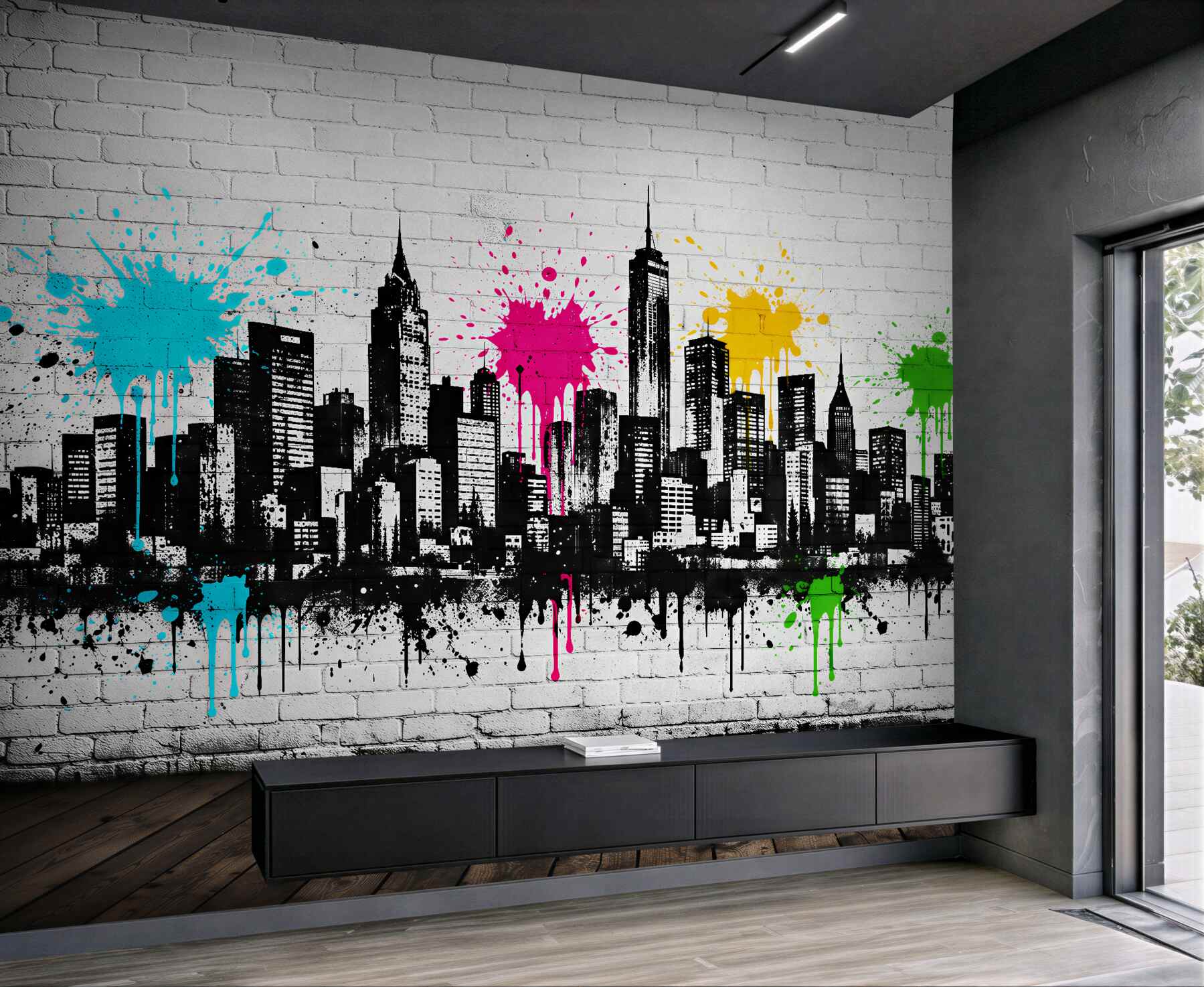 Fototapeta kolorowe graffiti miejskiej panoramy