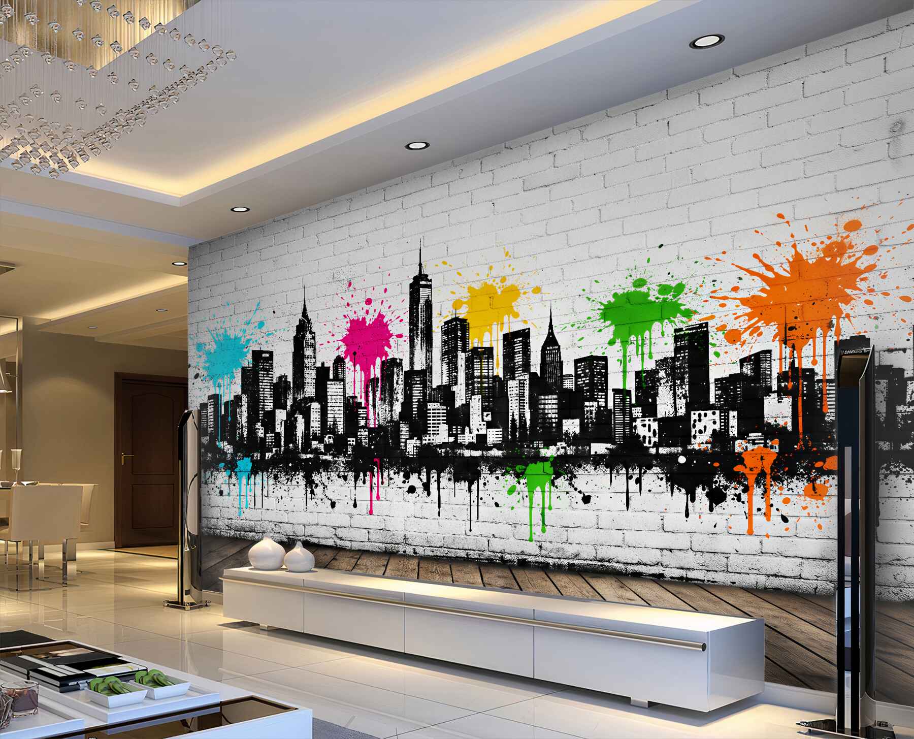 Fototapeta kolorowe graffiti miejskiej panoramy?v23