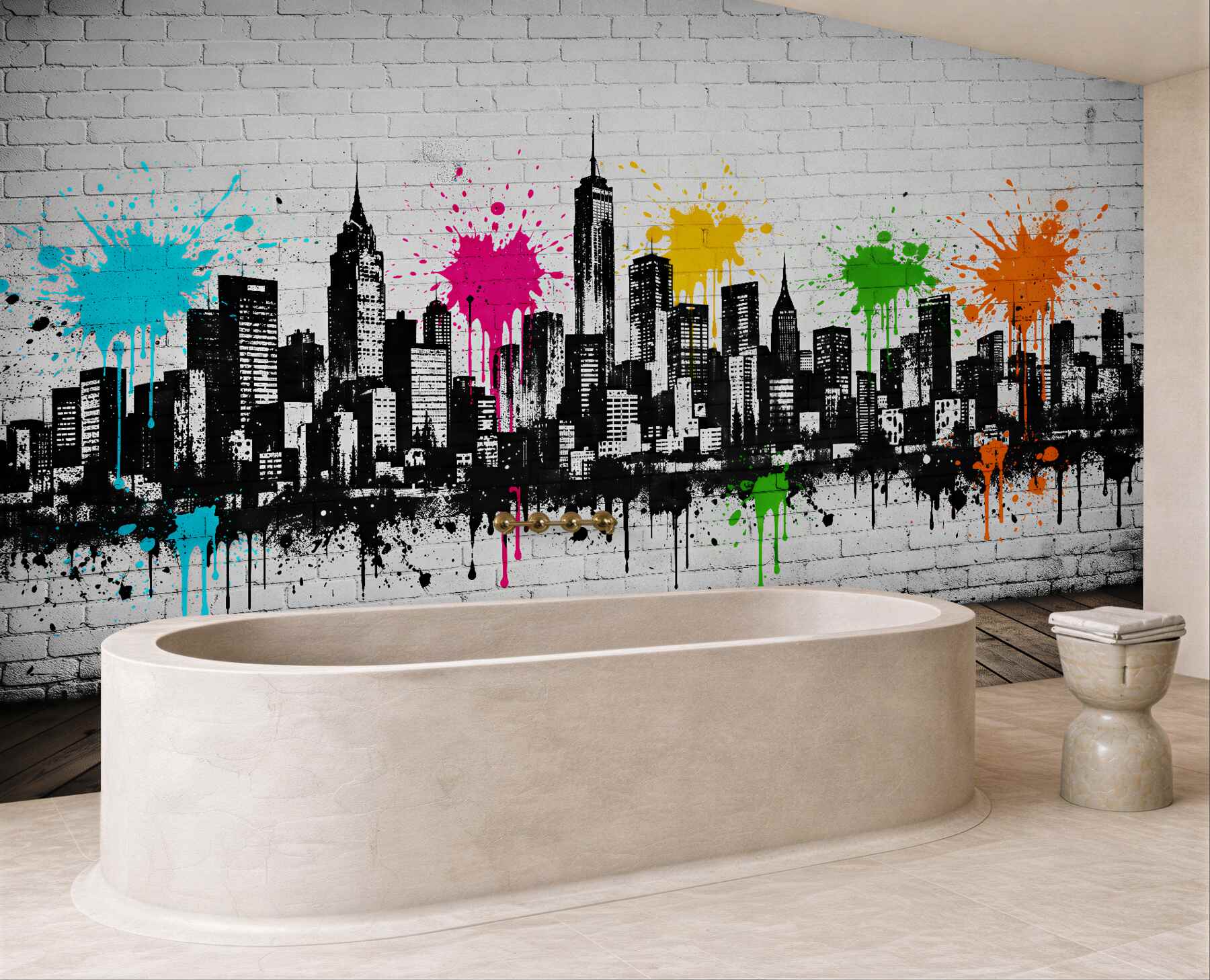 Fototapeta kolorowe graffiti miejskiej panoramy?v23