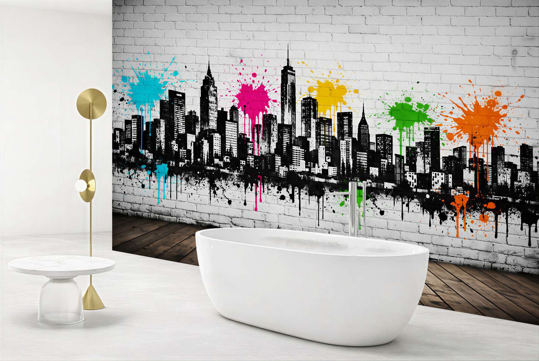 Fototapeta kolorowe graffiti miejskiej panoramy?v23
